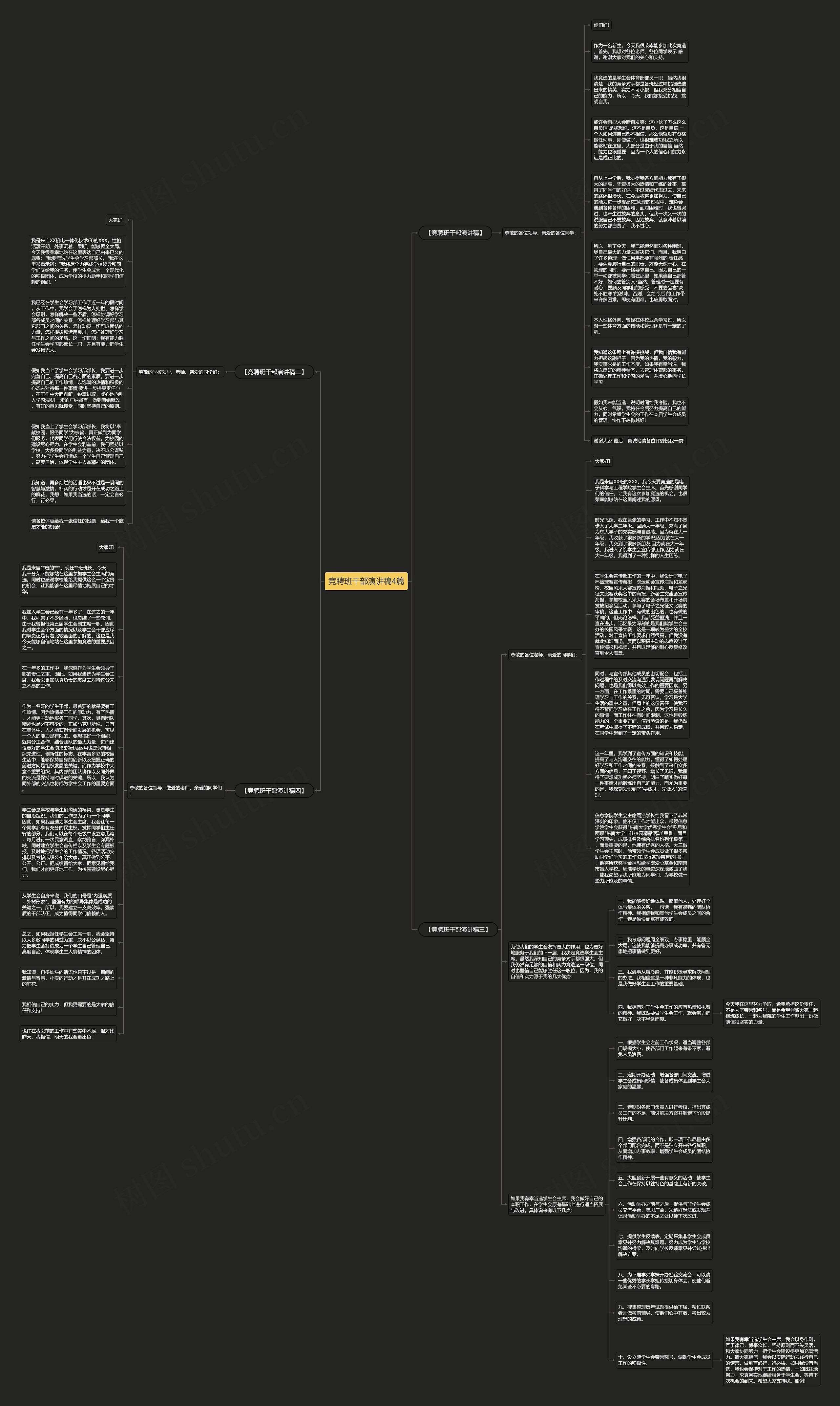竞聘班干部演讲稿4篇思维导图