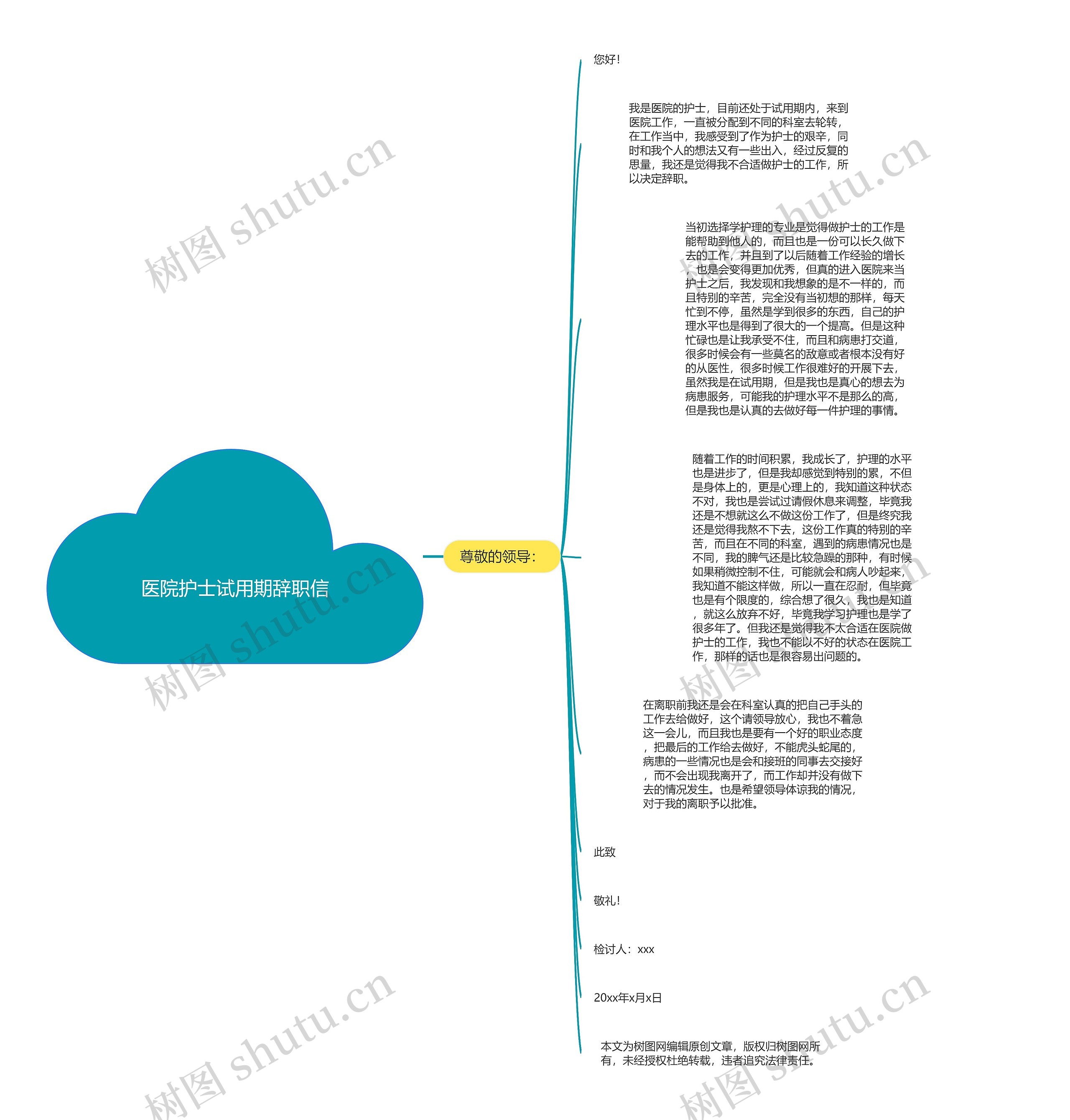 医院护士试用期辞职信思维导图