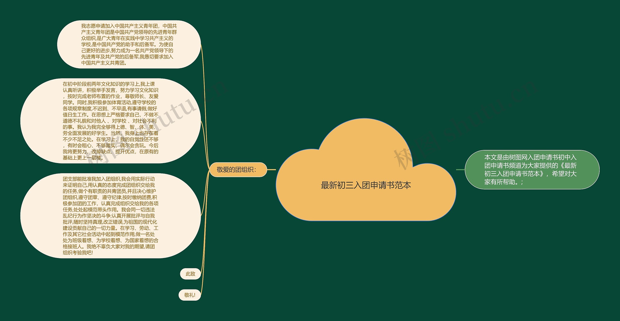 最新初三入团申请书范本思维导图