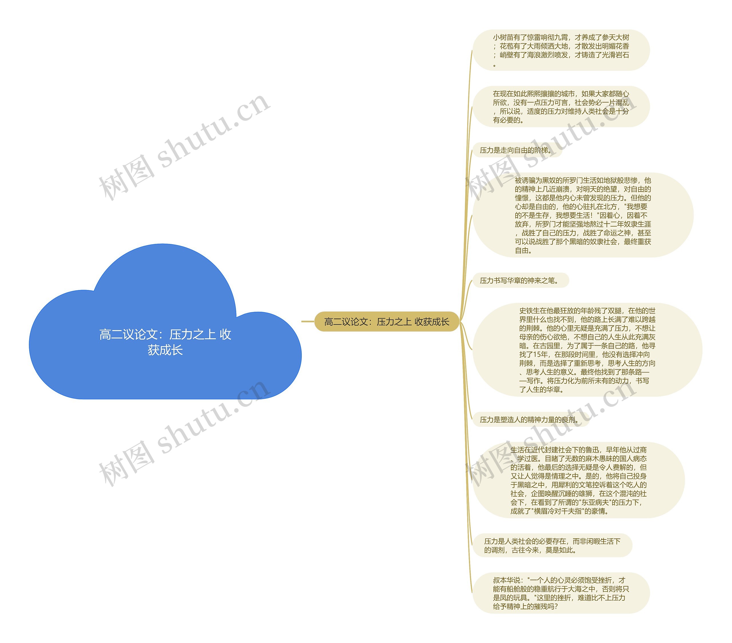 高二议论文：压力之上 收获成长思维导图