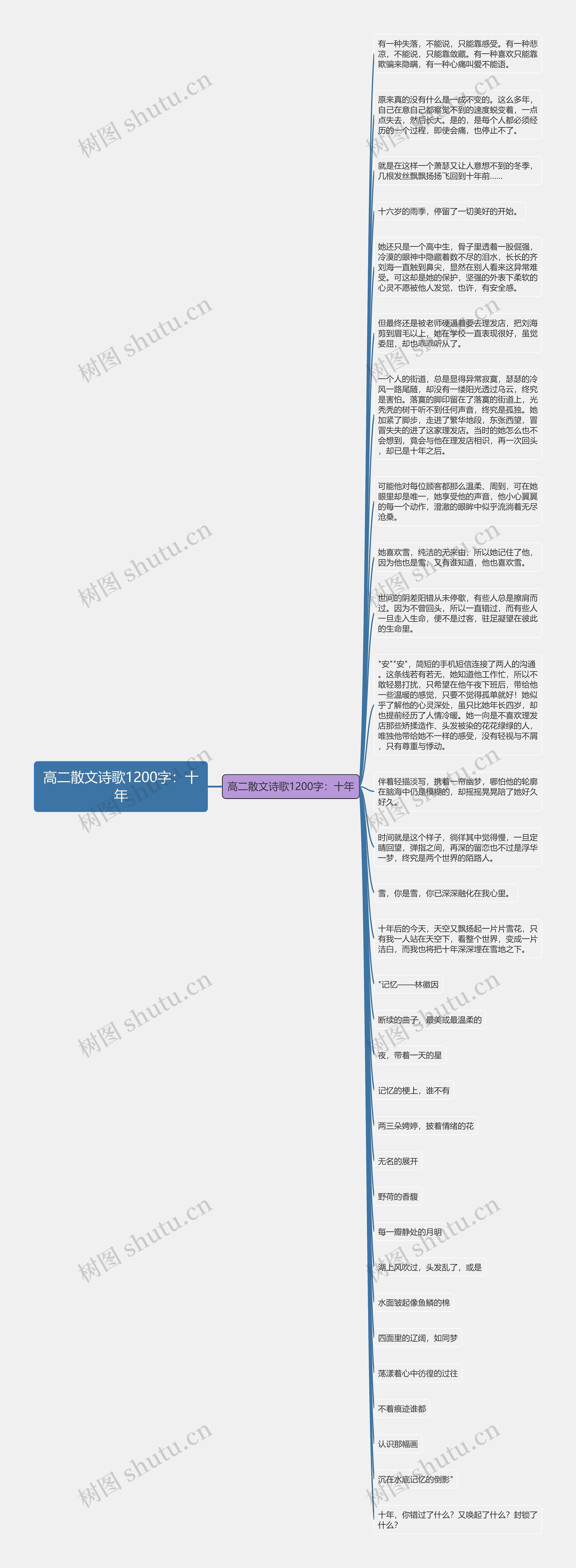 高二散文诗歌1200字：十年思维导图