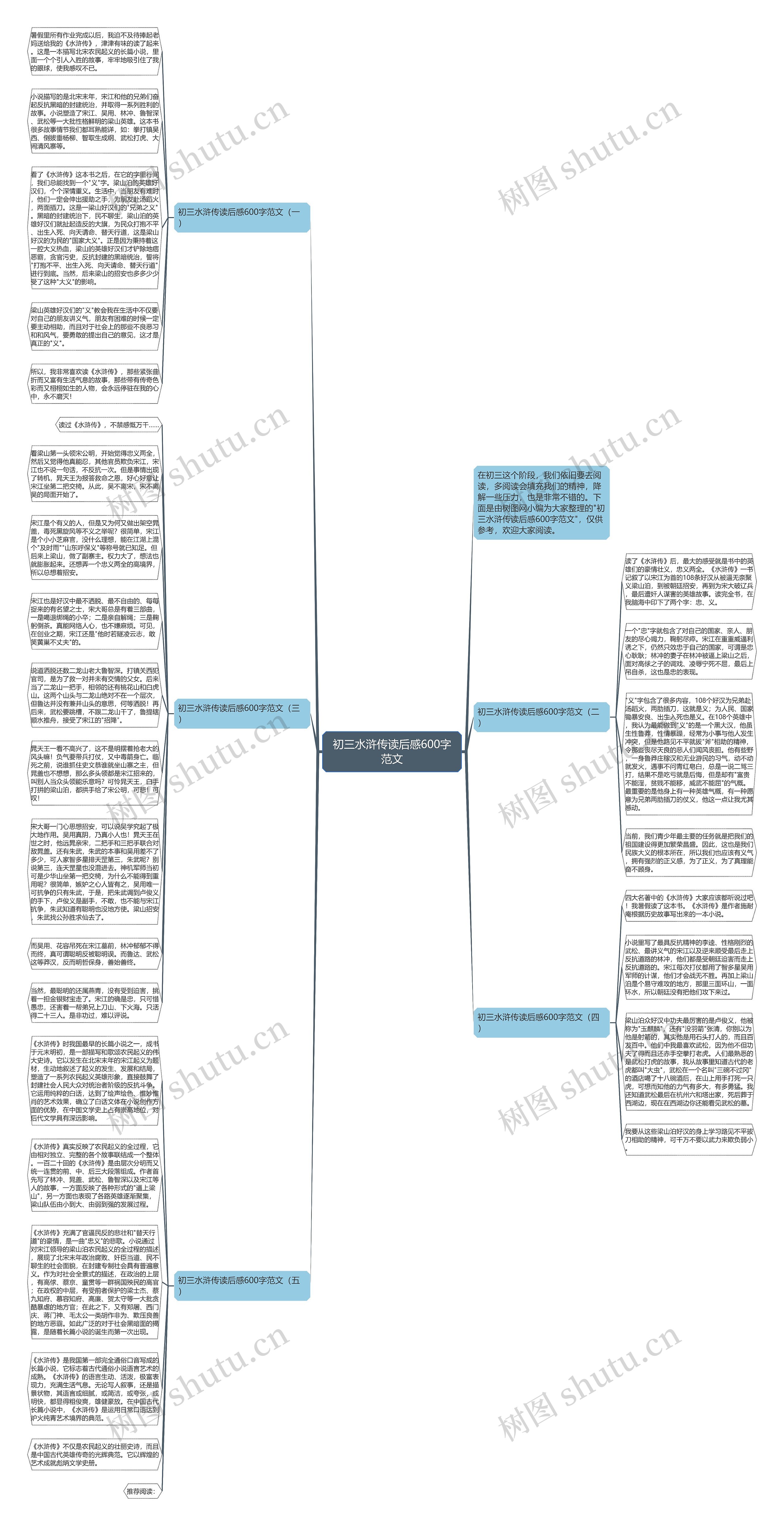 初三水浒传读后感600字范文思维导图
