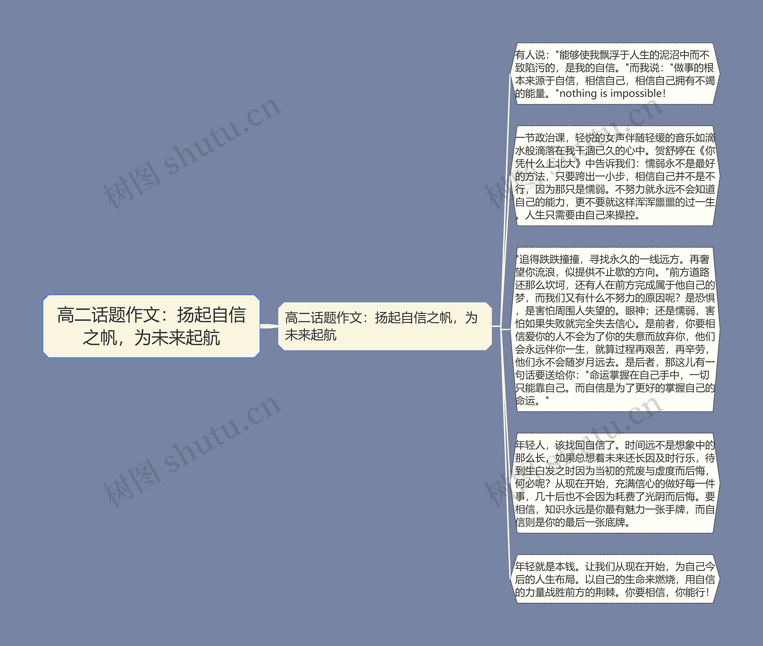 高二话题作文：扬起自信之帆，为未来起航思维导图