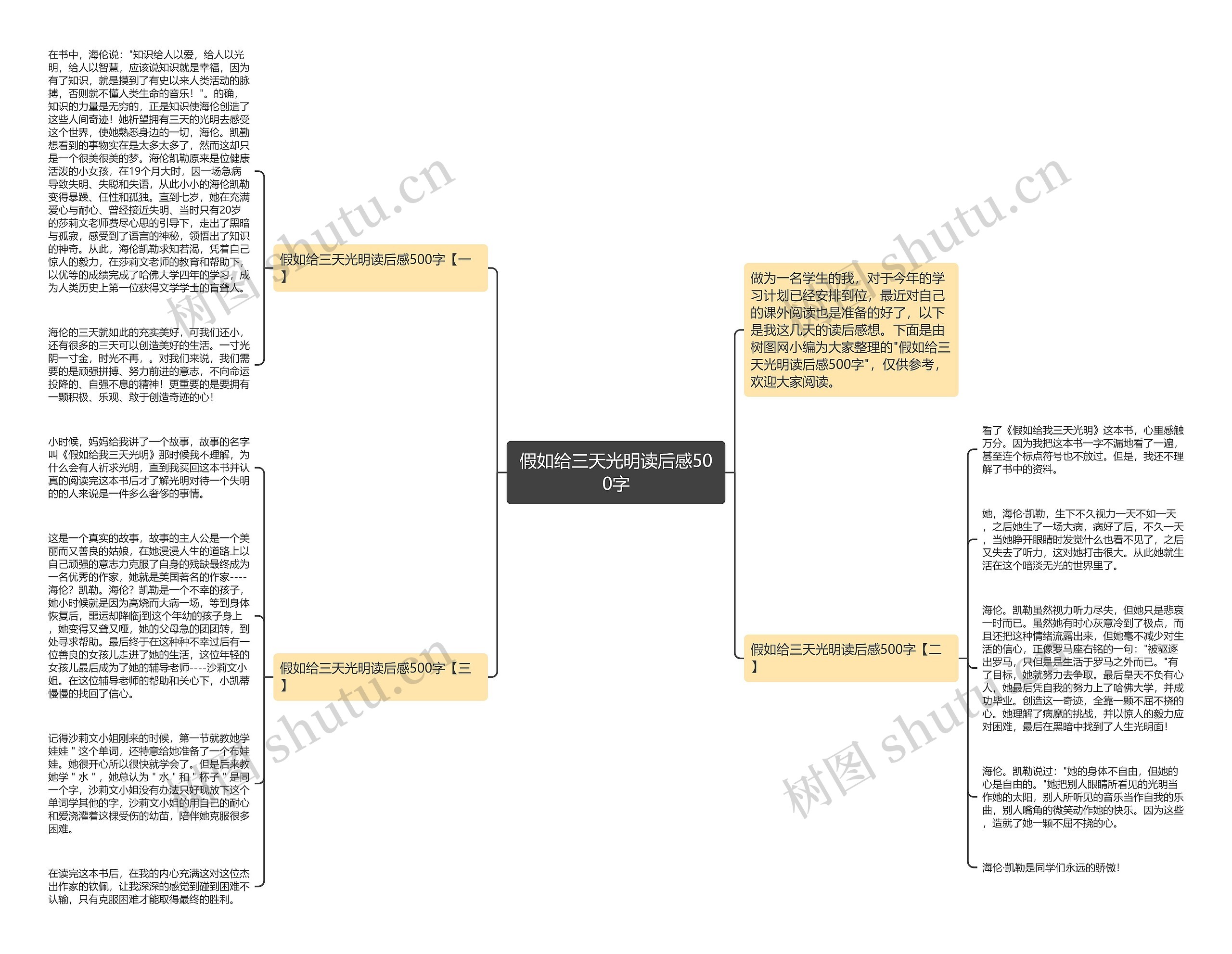 假如给三天光明读后感500字思维导图