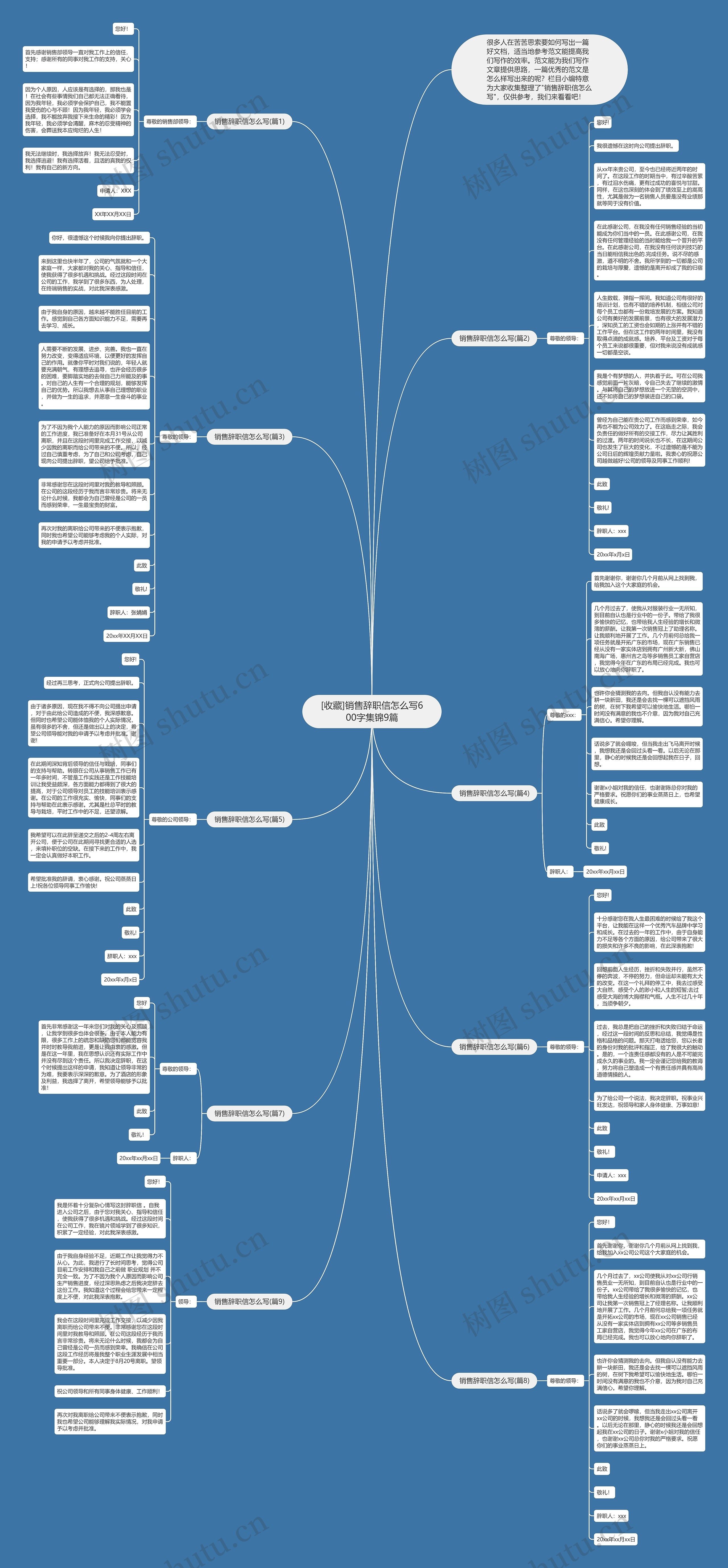 [收藏]销售辞职信怎么写600字集锦9篇思维导图