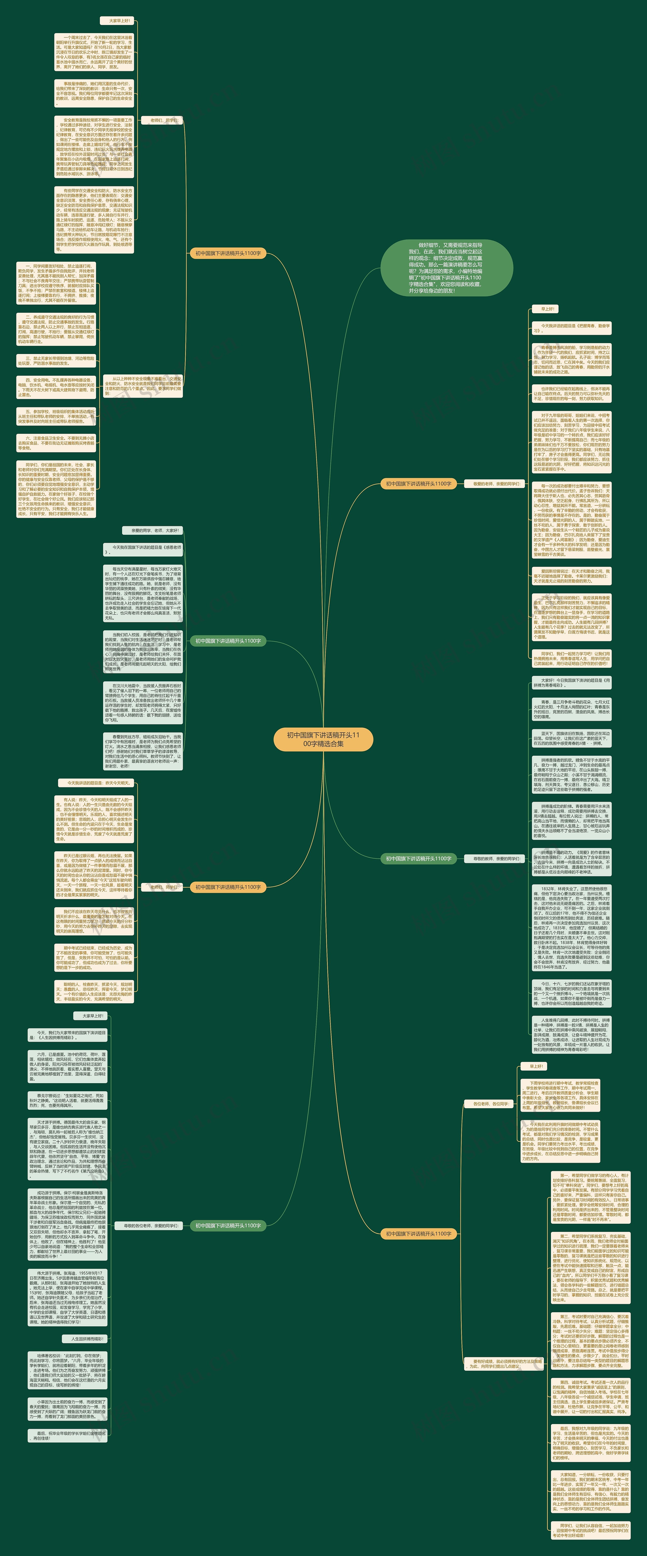 初中国旗下讲话稿开头1100字精选合集思维导图