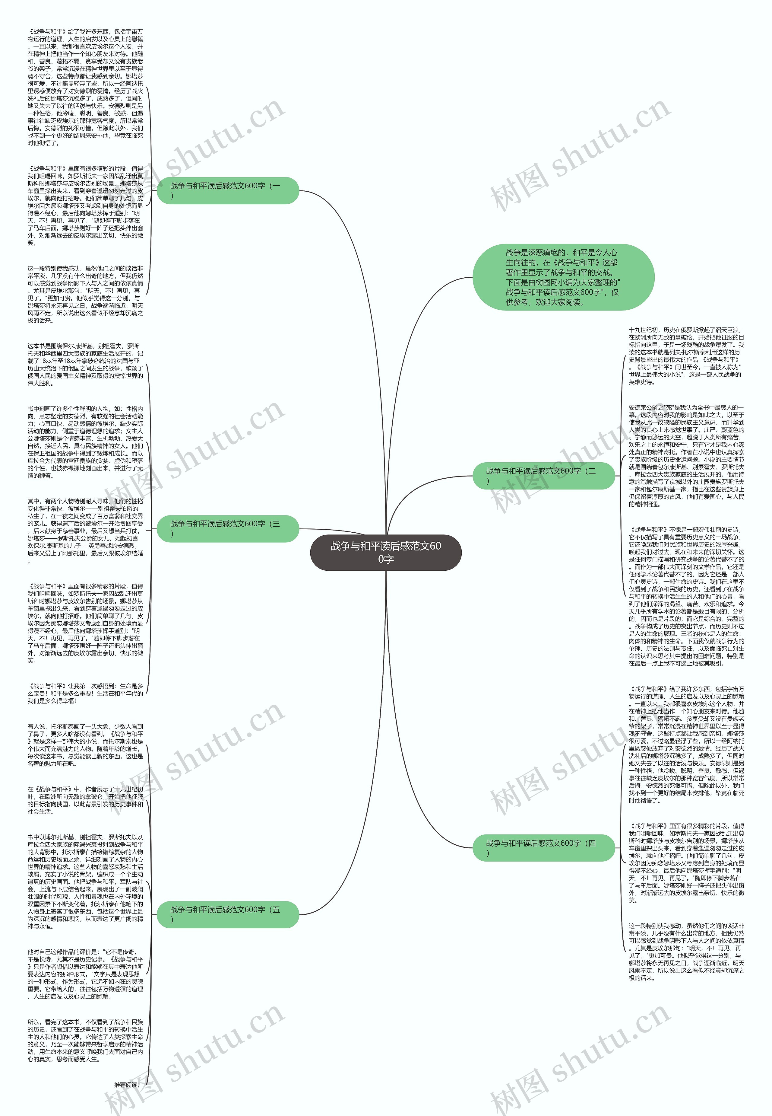 战争与和平读后感范文600字思维导图
