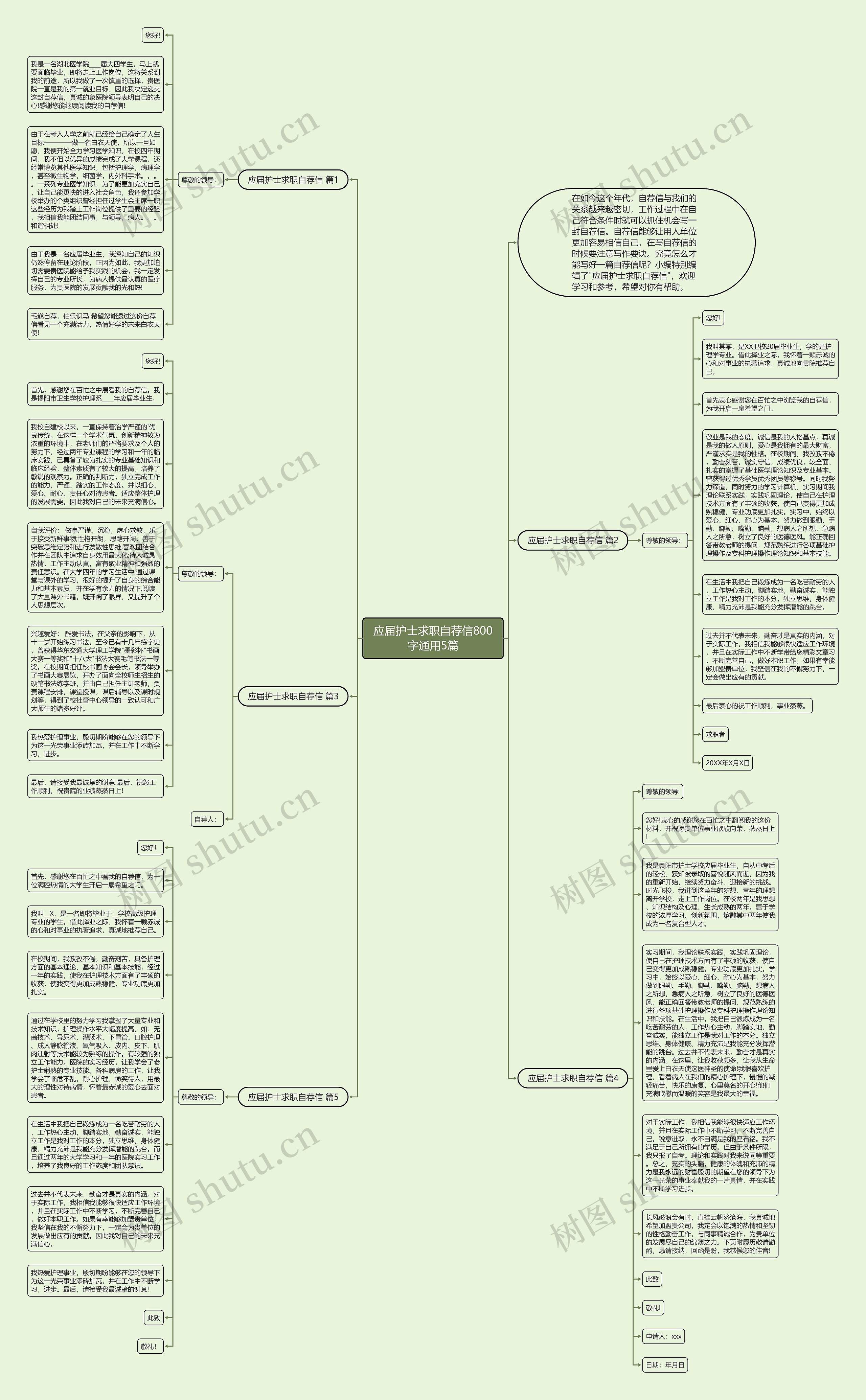 应届护士求职自荐信800字通用5篇思维导图