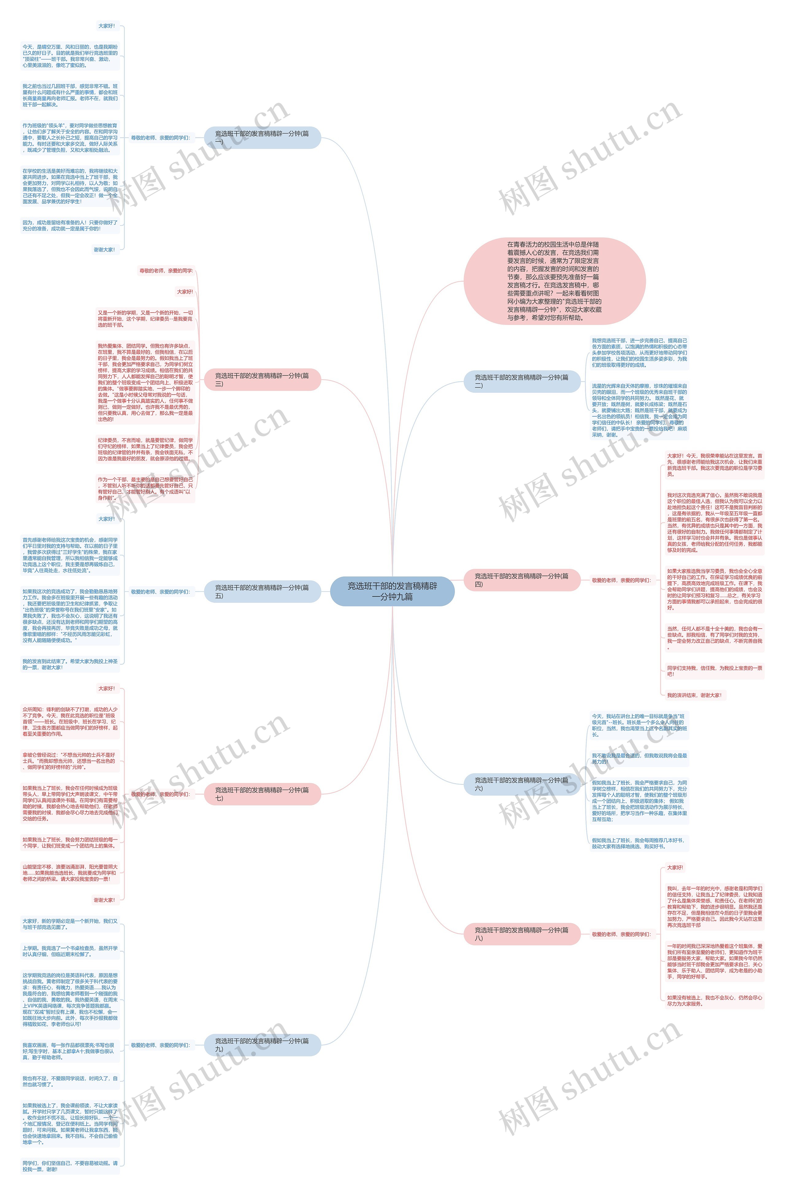 竞选班干部的发言稿精辟一分钟九篇思维导图