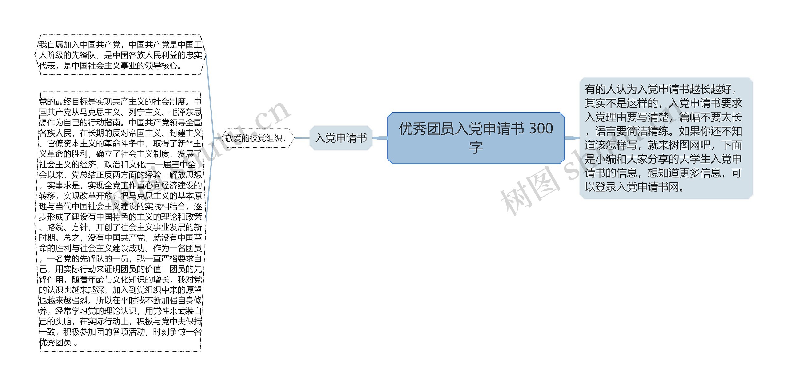 优秀团员入党申请书 300字思维导图