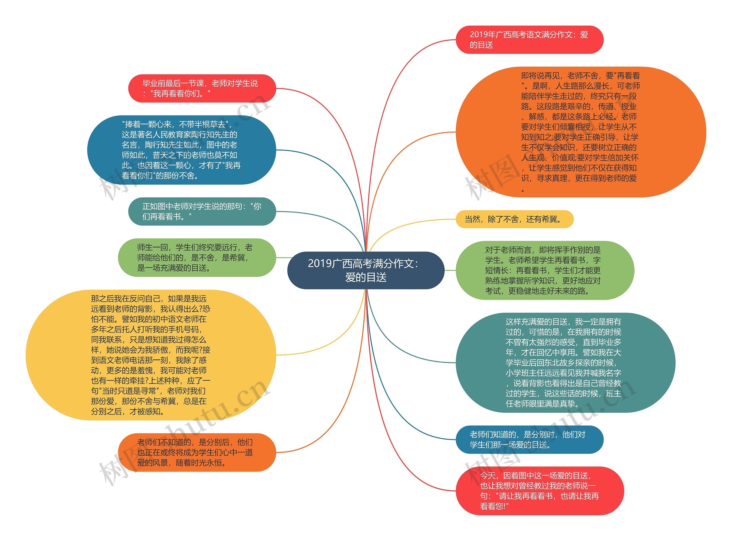 2019广西高考满分作文：爱的目送思维导图