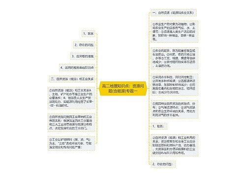 高二地理知识点：资源问题(含能源)专题一