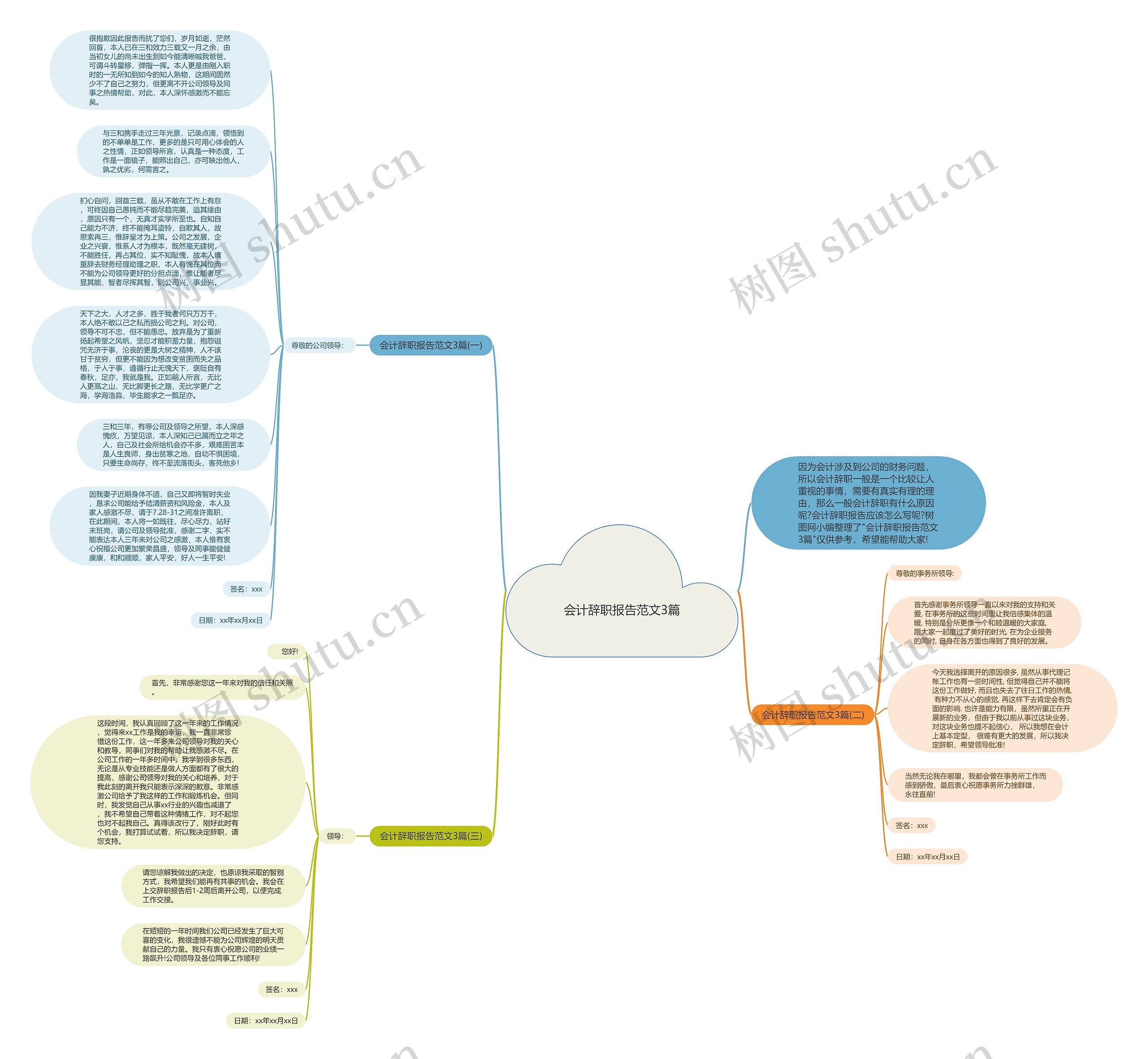 会计辞职报告范文3篇思维导图