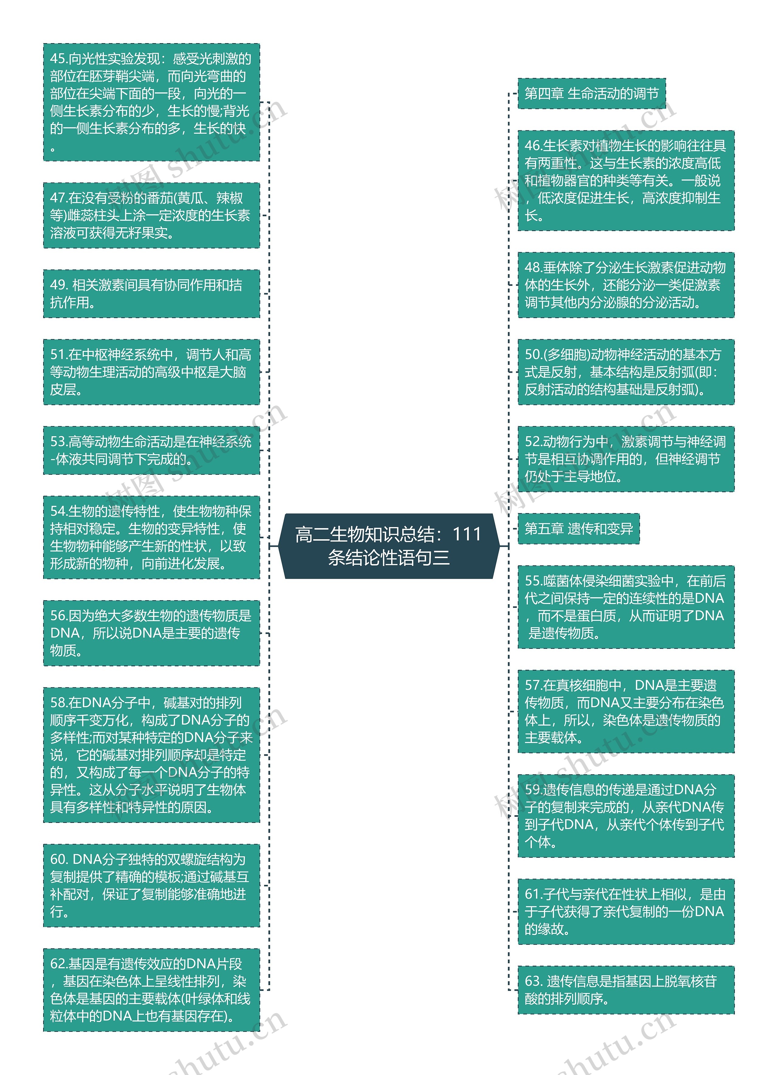 高二生物知识总结：111条结论性语句三思维导图