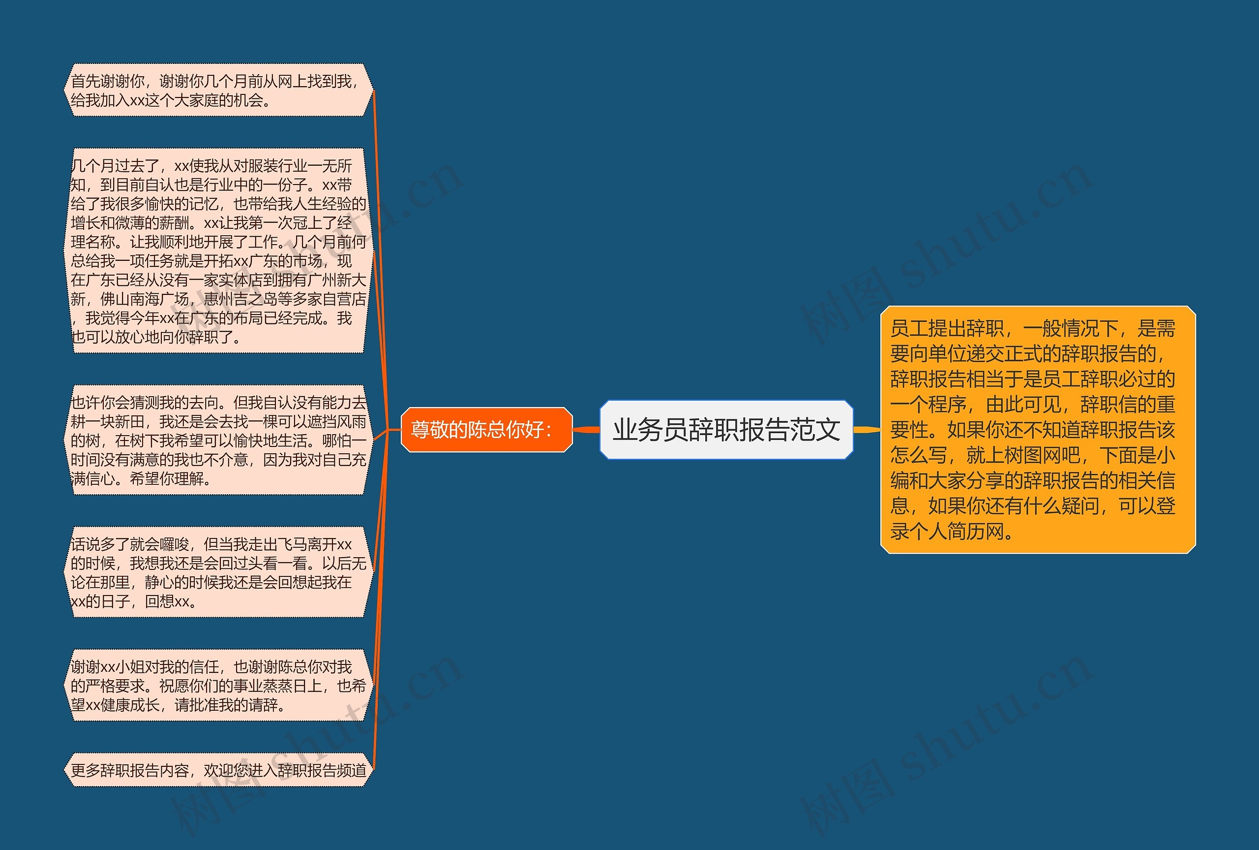 业务员辞职报告范文思维导图