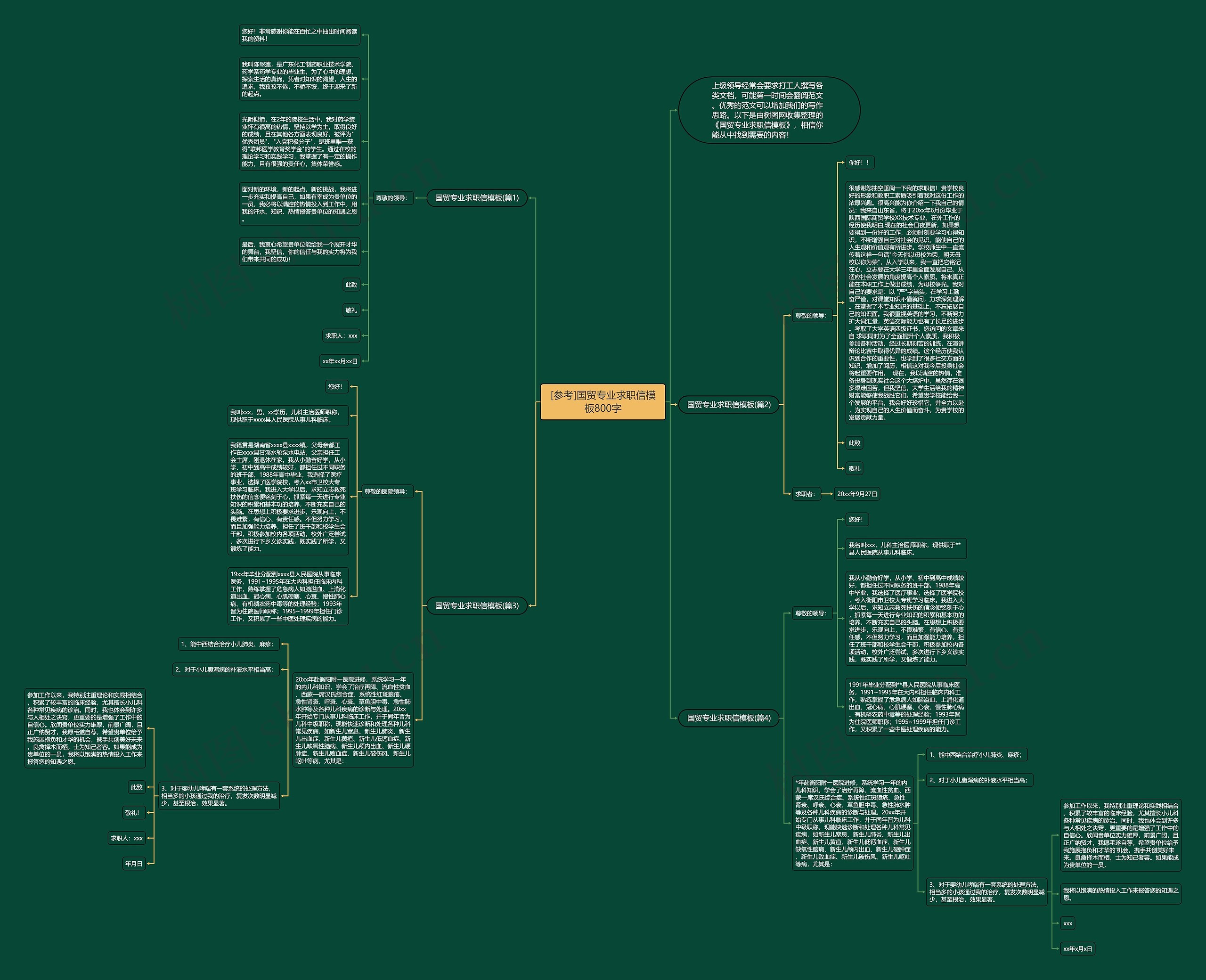 [参考]国贸专业求职信800字思维导图