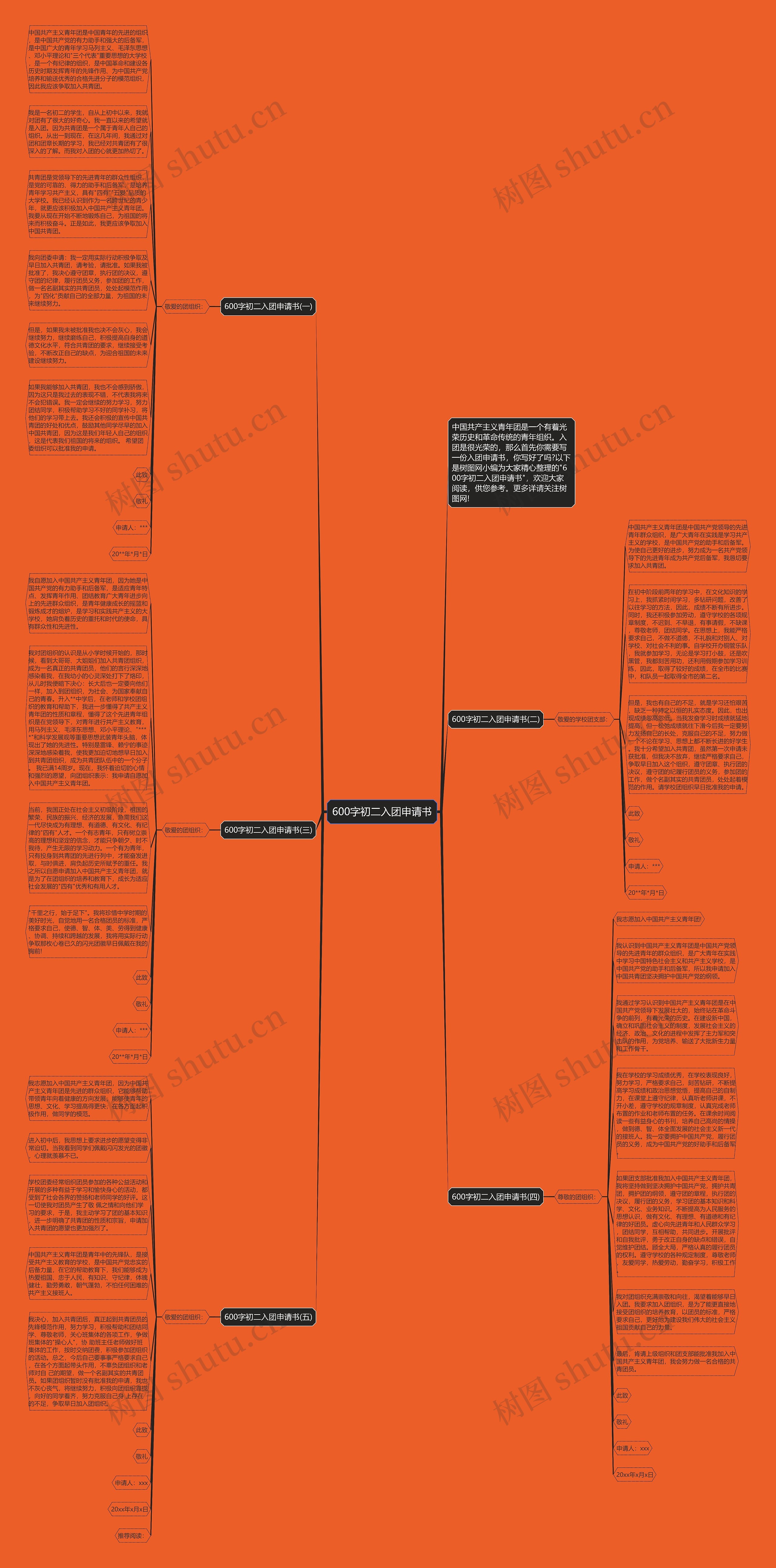 600字初二入团申请书思维导图