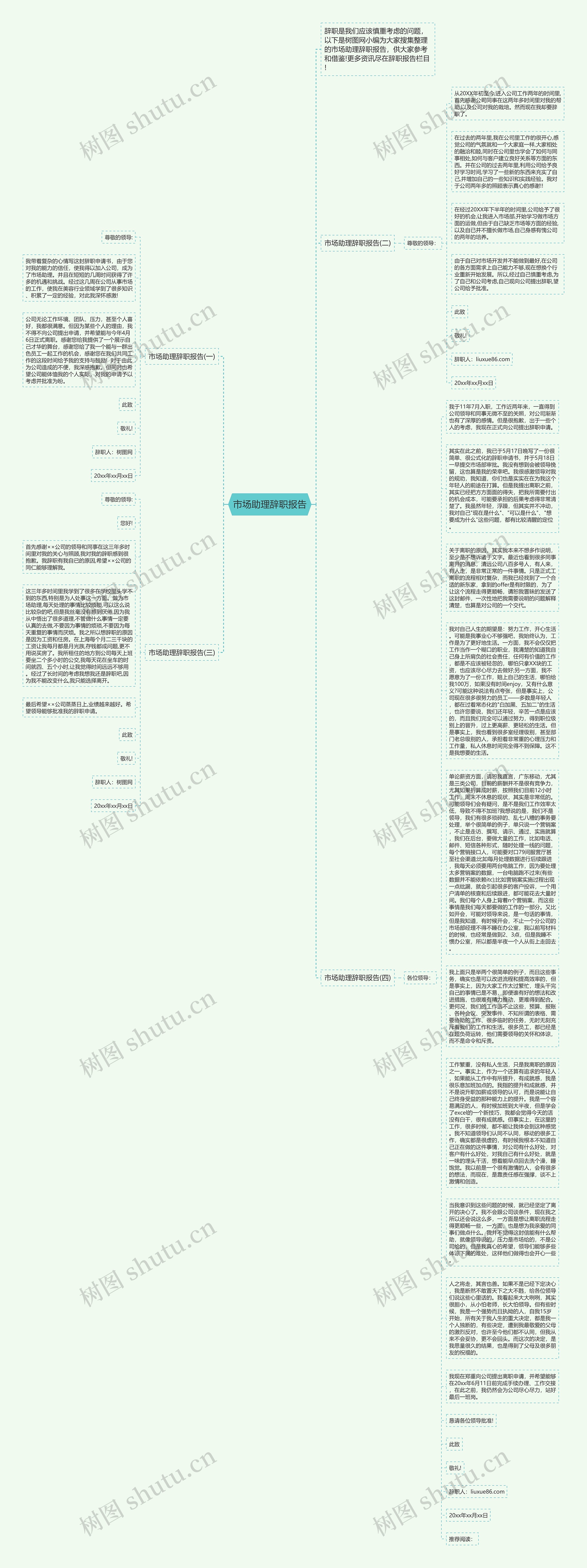 市场助理辞职报告思维导图