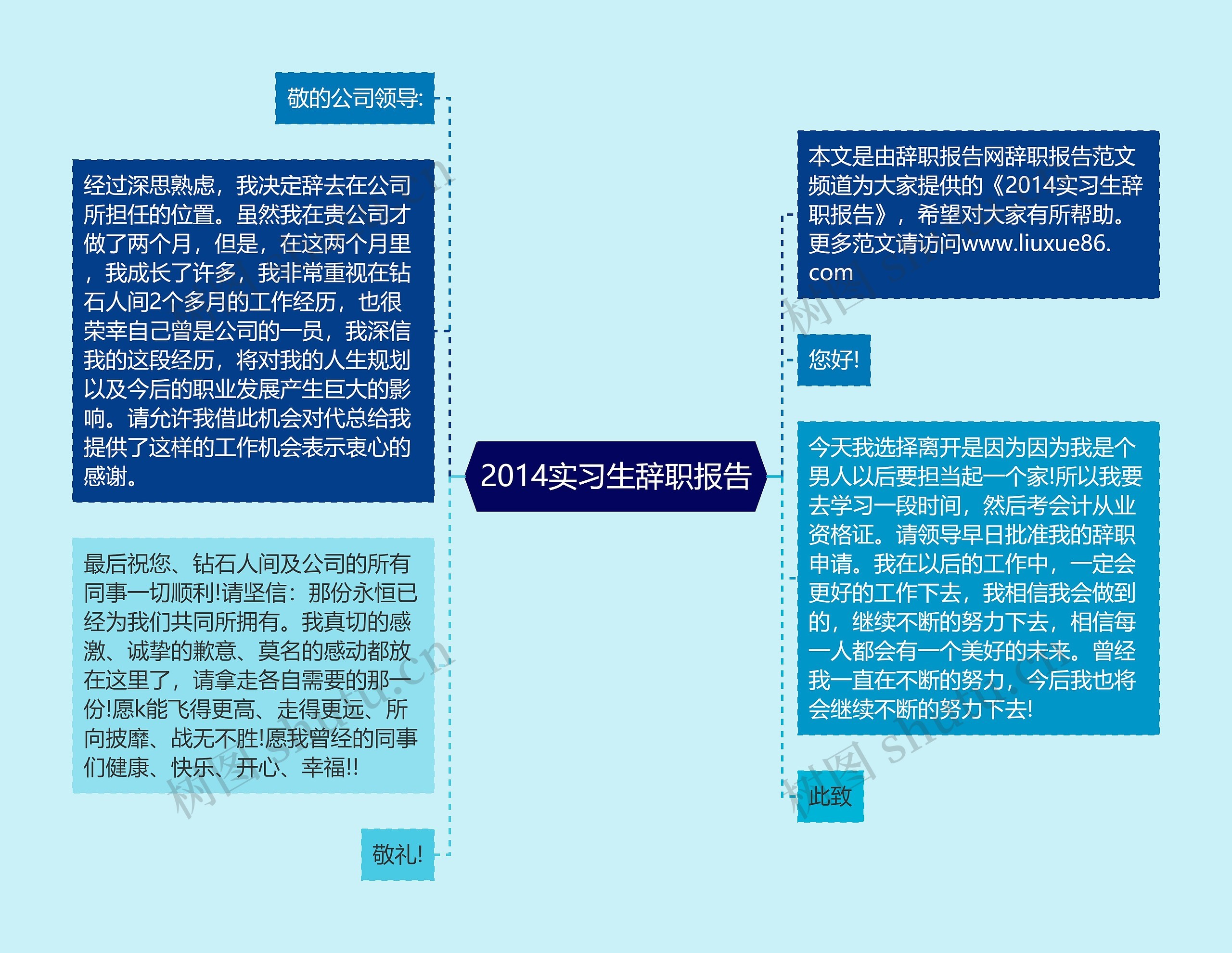 2014实习生辞职报告思维导图