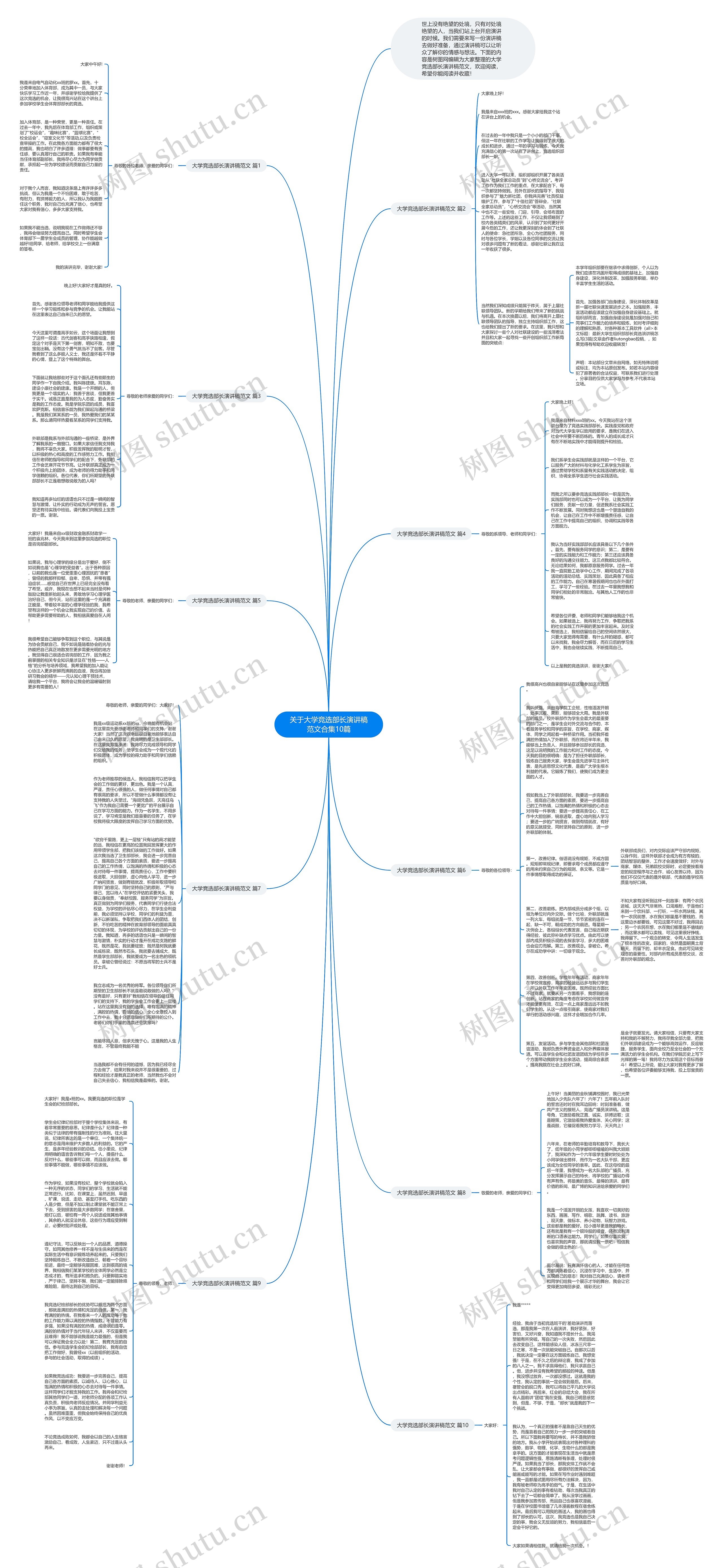 关于大学竞选部长演讲稿范文合集10篇思维导图