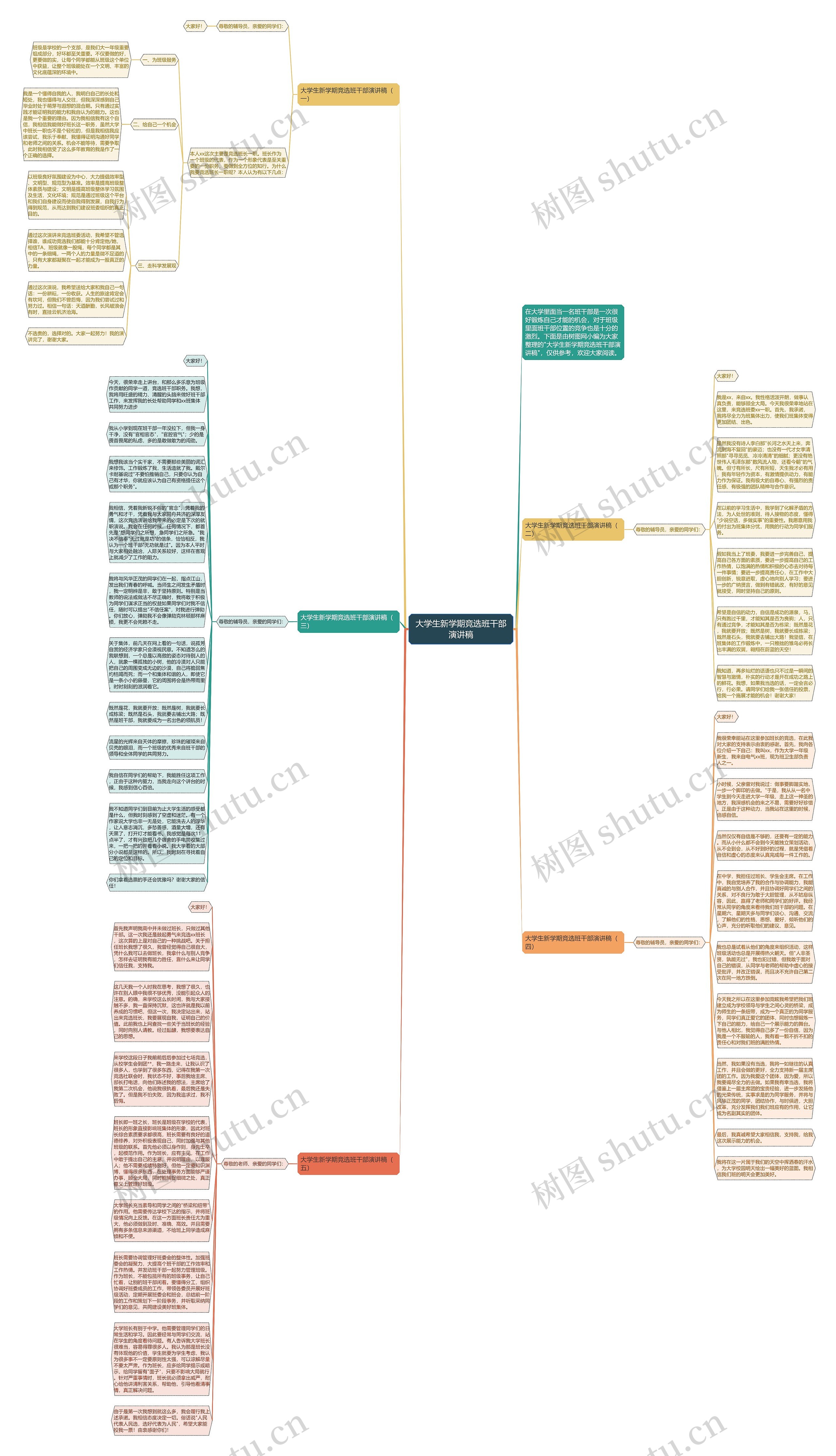 大学生新学期竞选班干部演讲稿思维导图