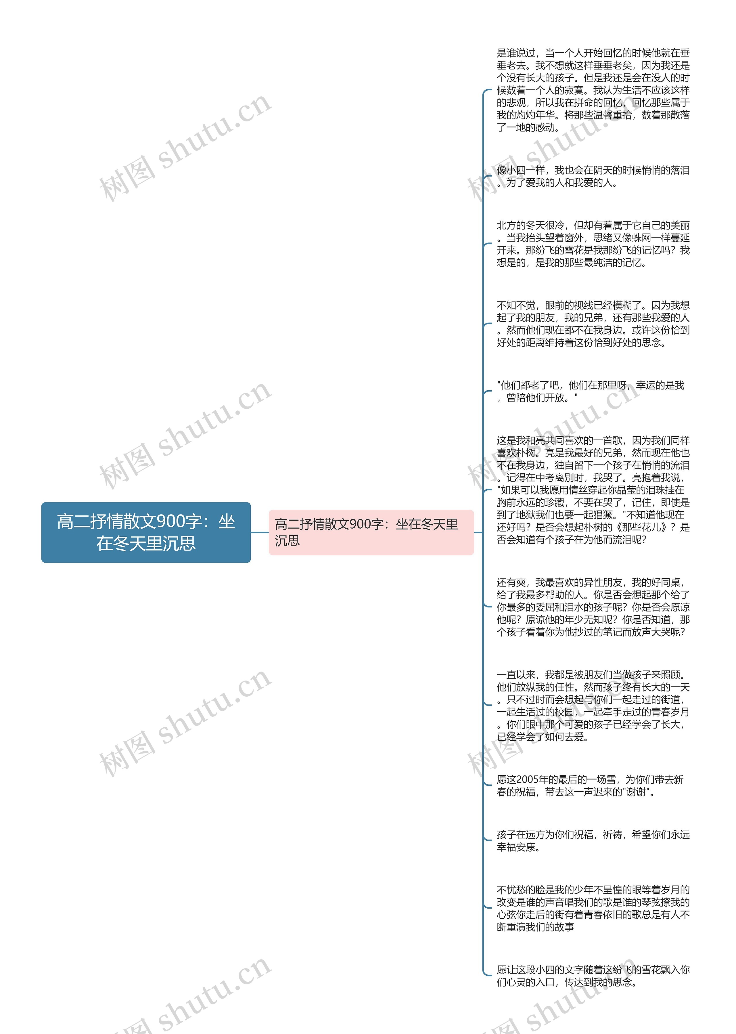 高二抒情散文900字：坐在冬天里沉思思维导图