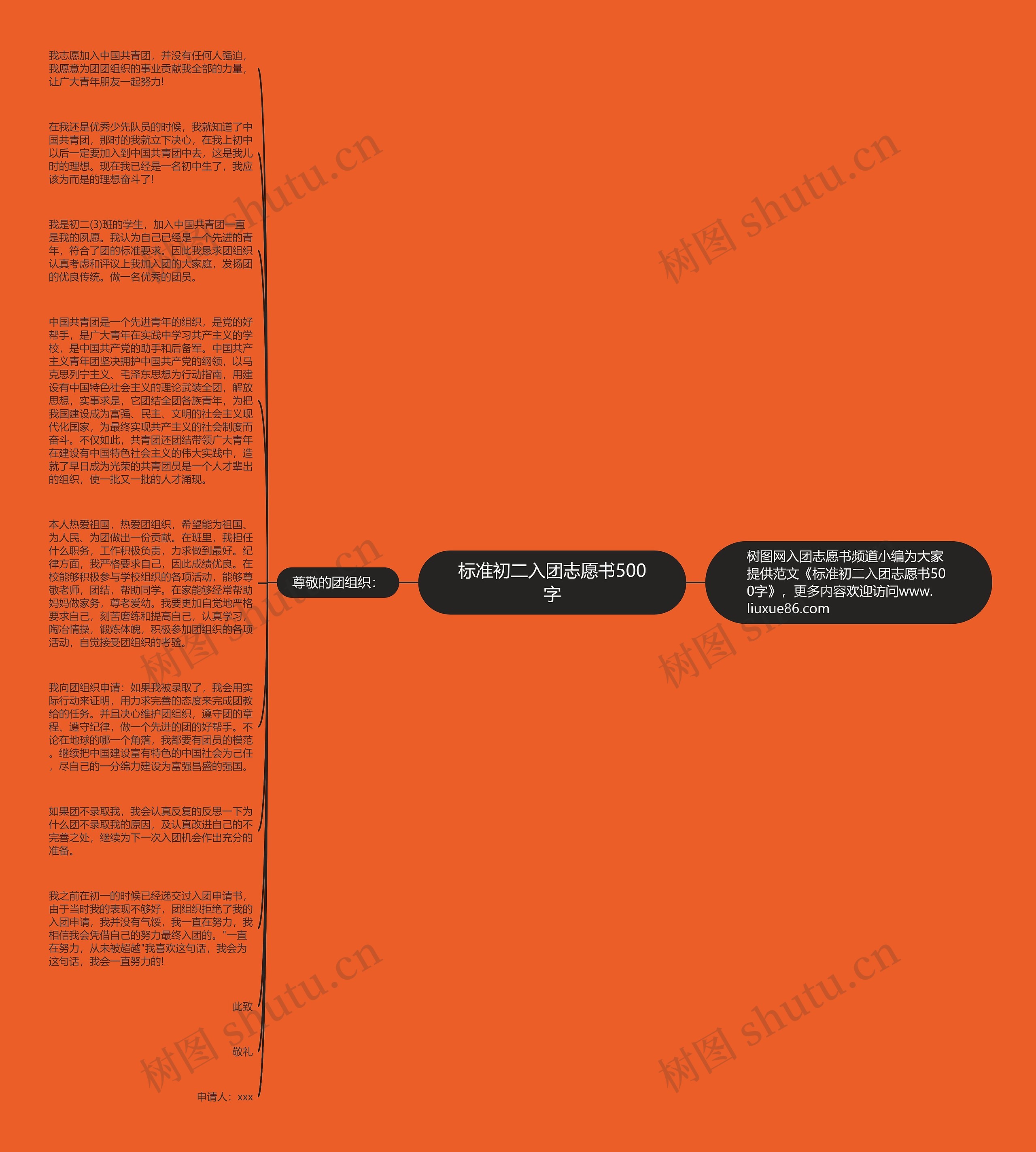 标准初二入团志愿书500字思维导图