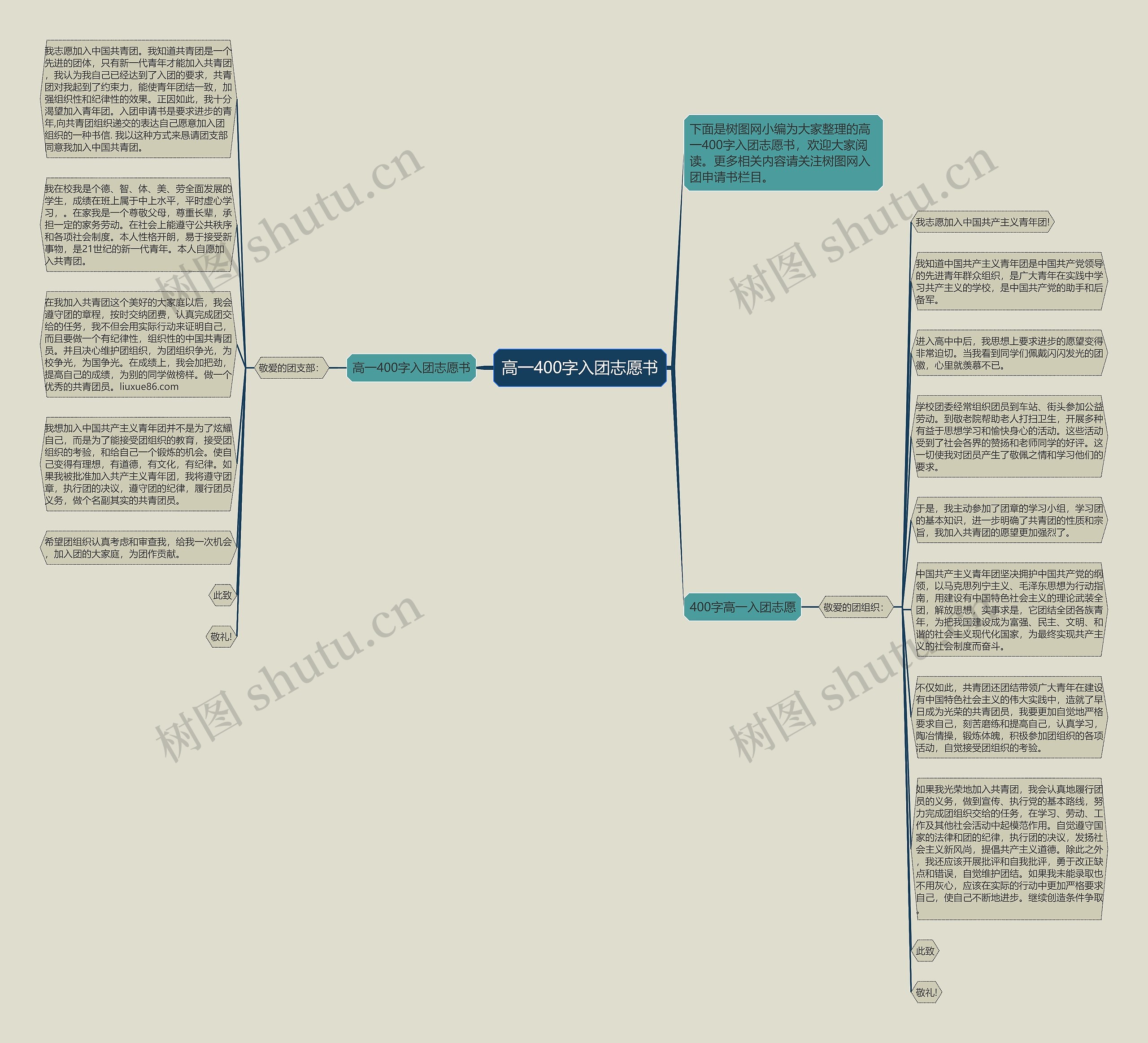 高一400字入团志愿书思维导图