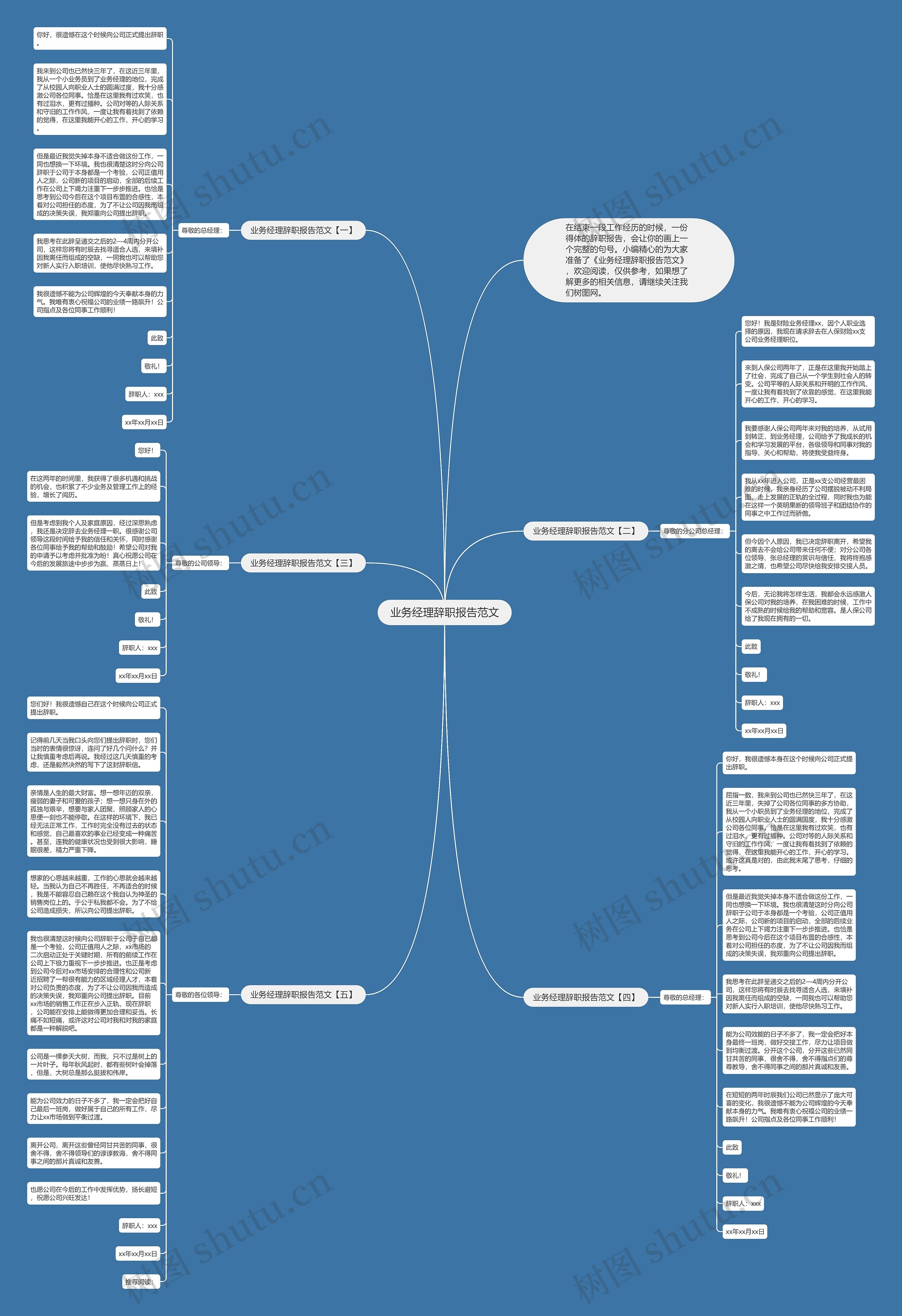 业务经理辞职报告范文思维导图
