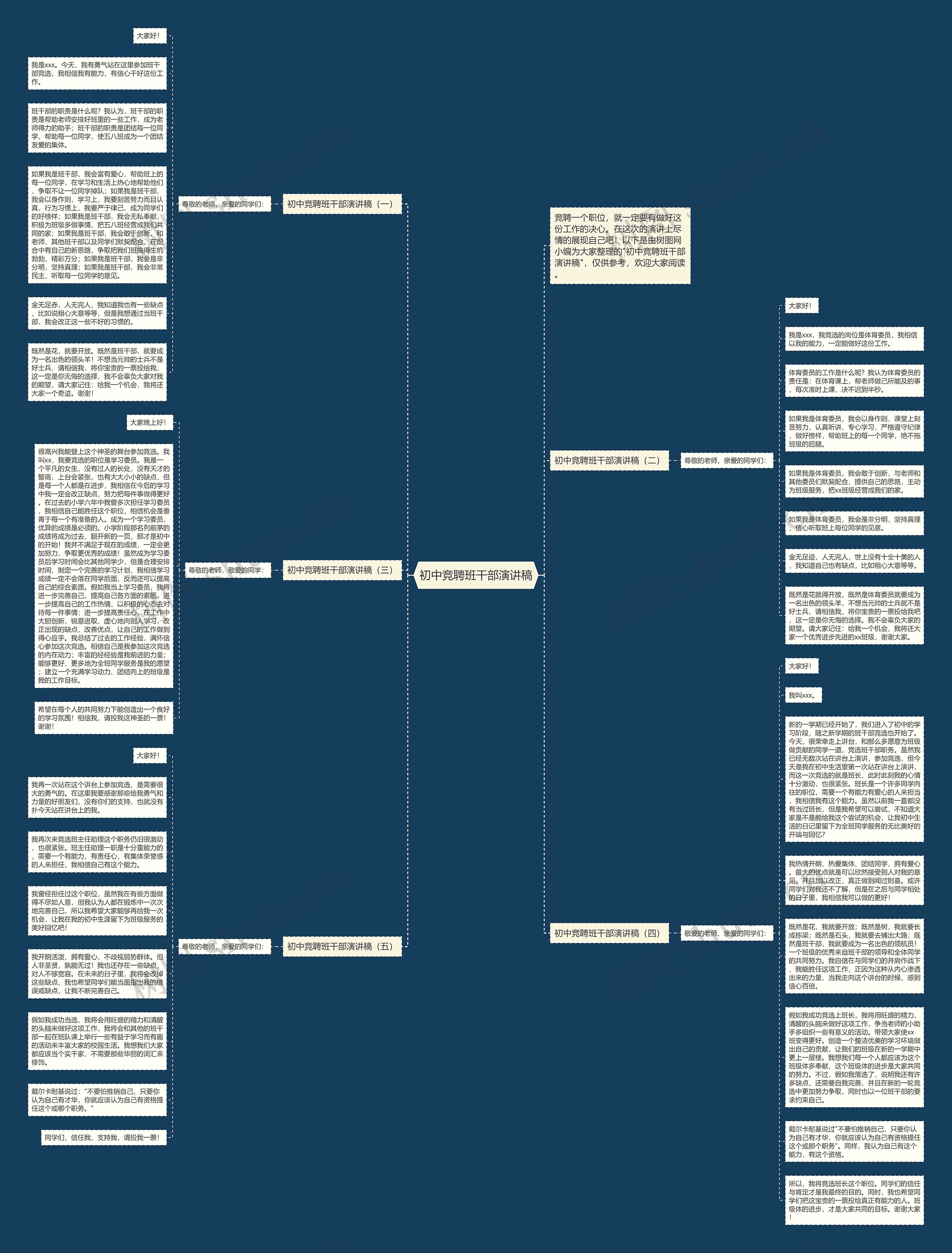 初中竞聘班干部演讲稿思维导图