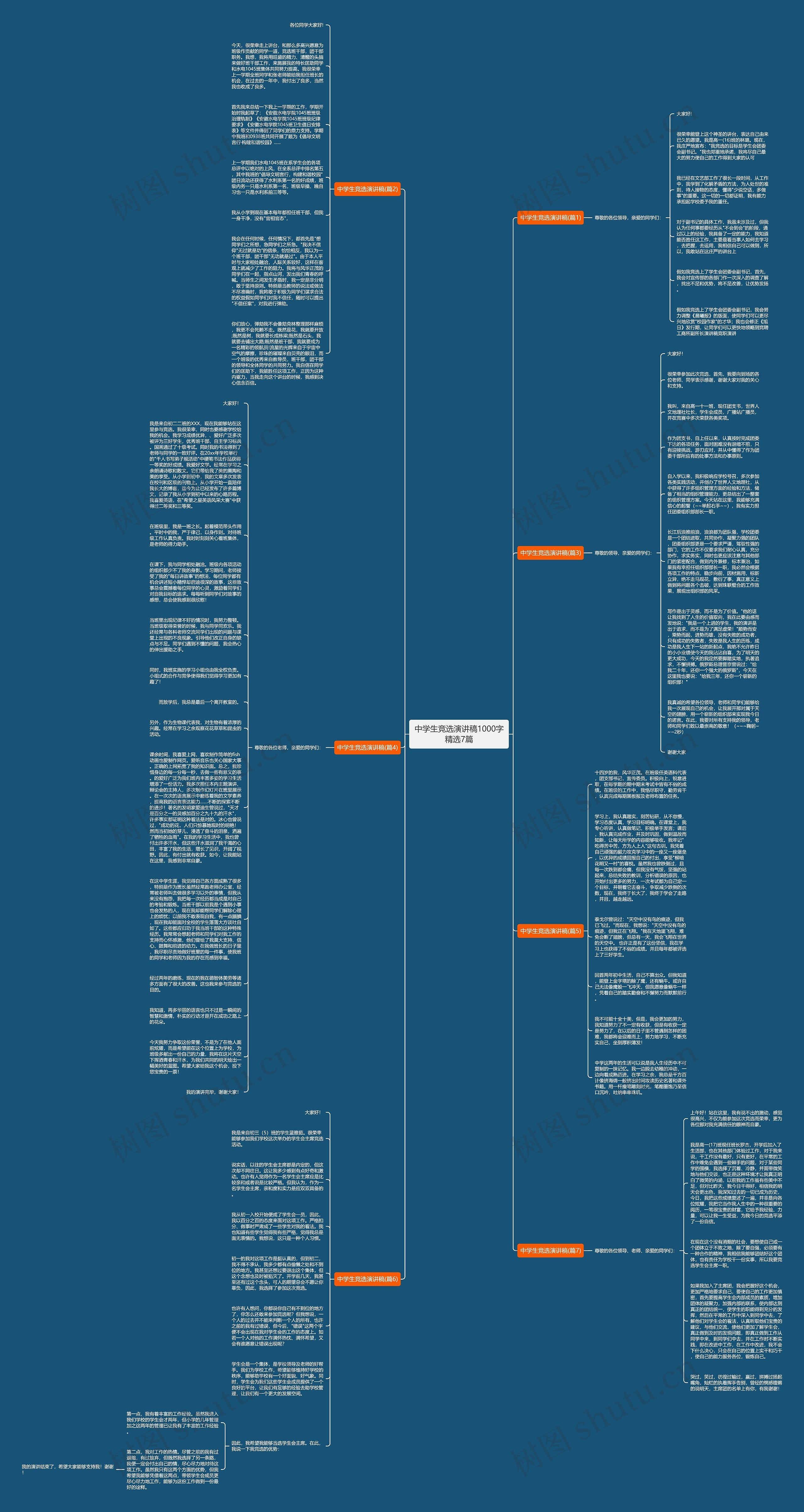中学生竞选演讲稿1000字精选7篇思维导图