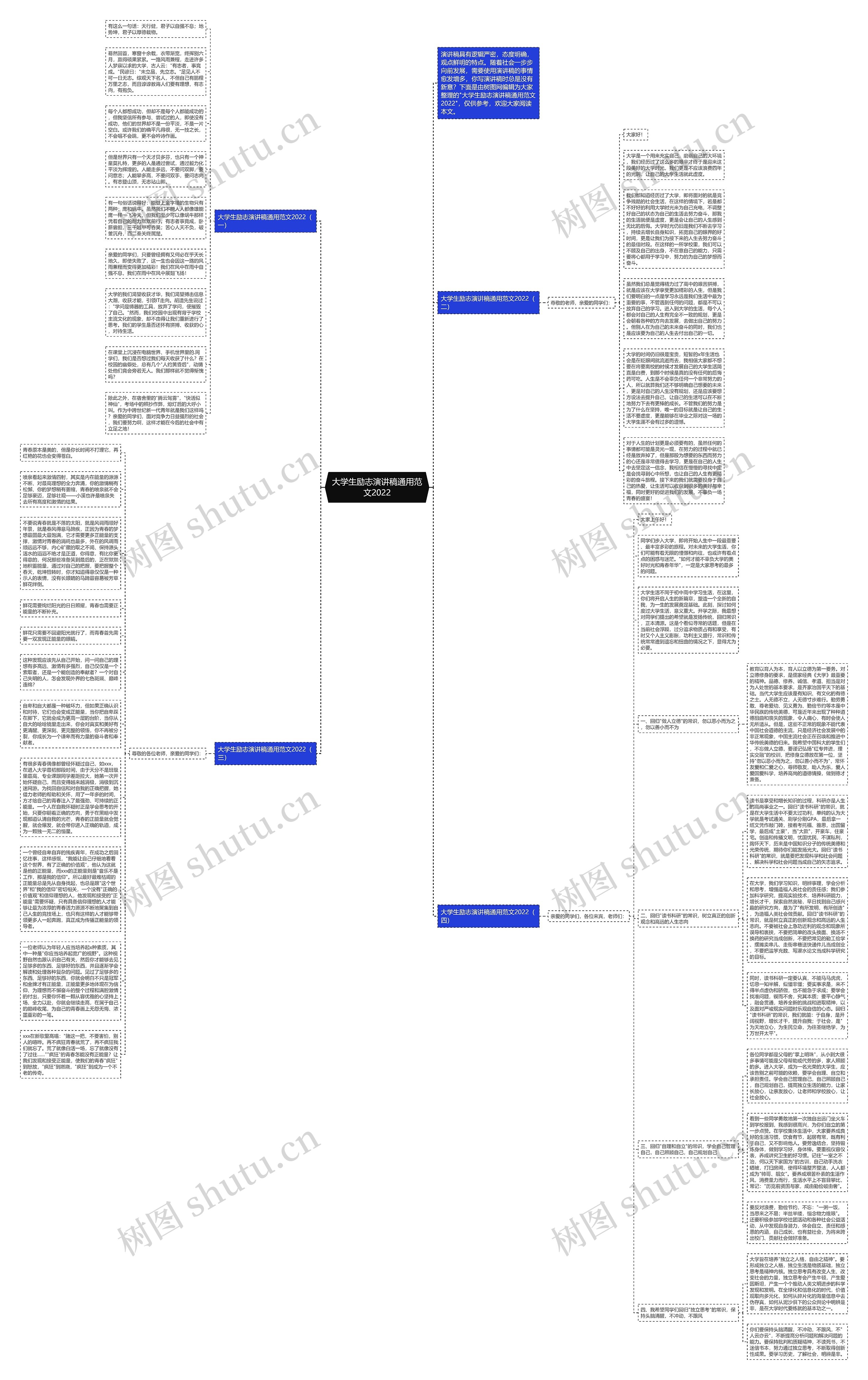 大学生励志演讲稿通用范文2022思维导图