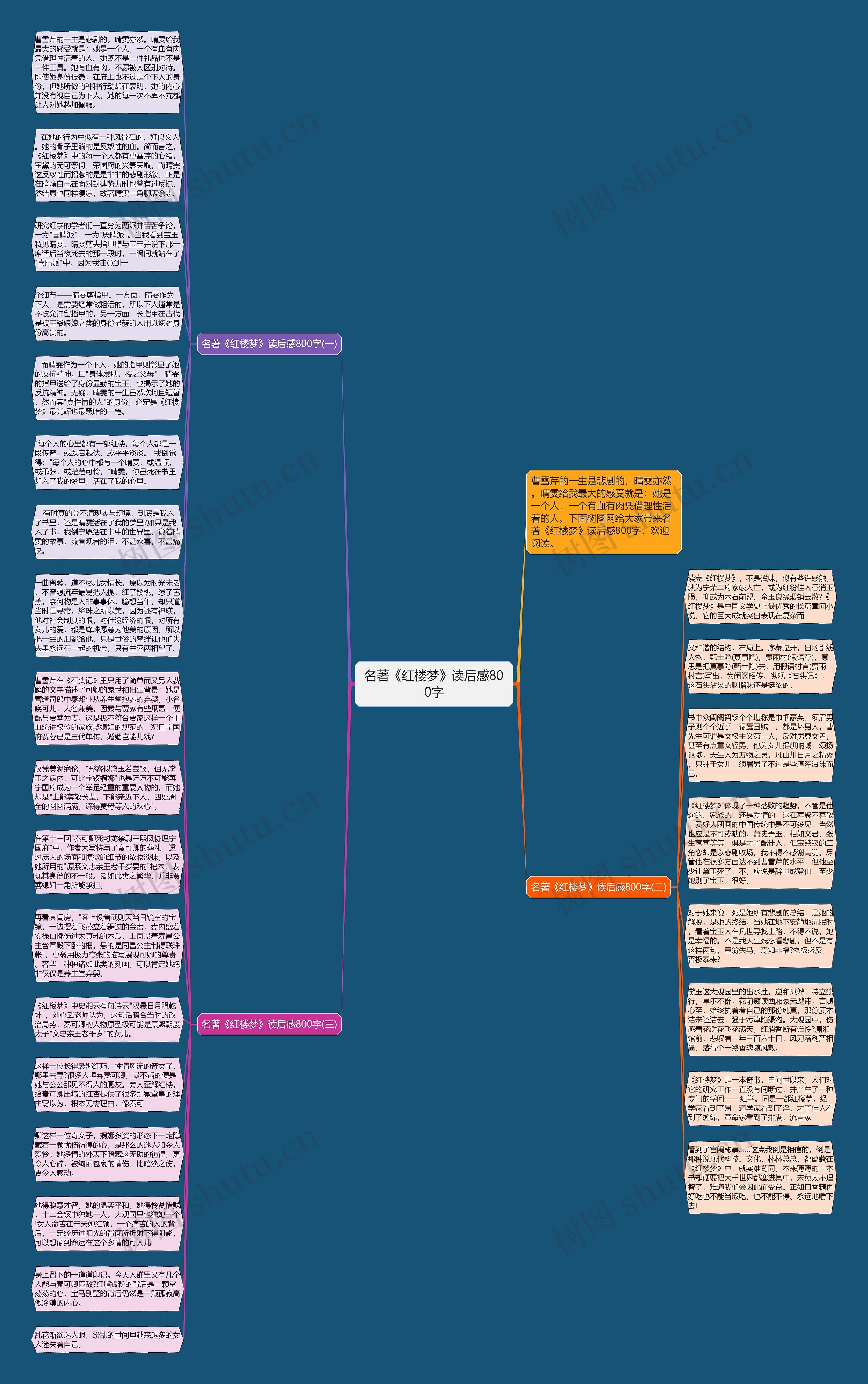 名著《红楼梦》读后感800字思维导图高清图 名著《红楼梦》读后感800字思维导图