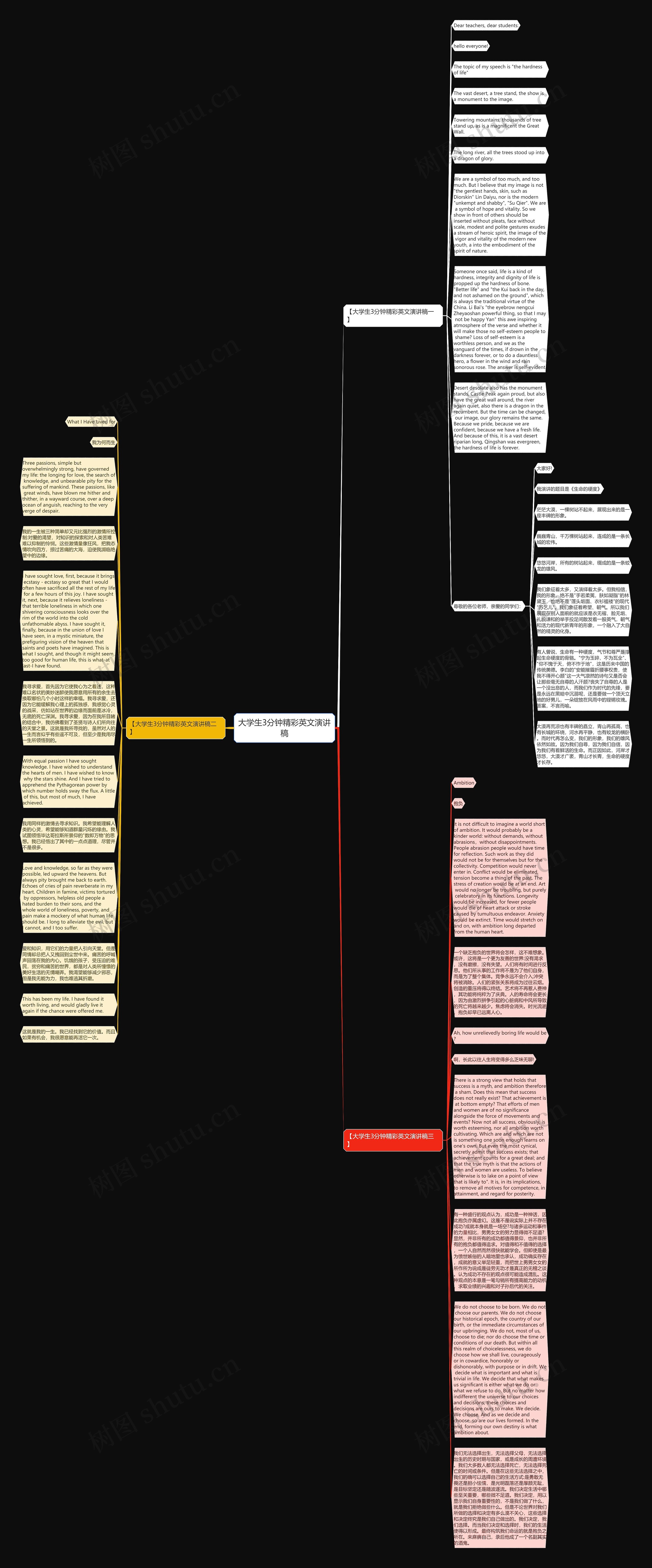 大学生3分钟精彩英文演讲稿思维导图