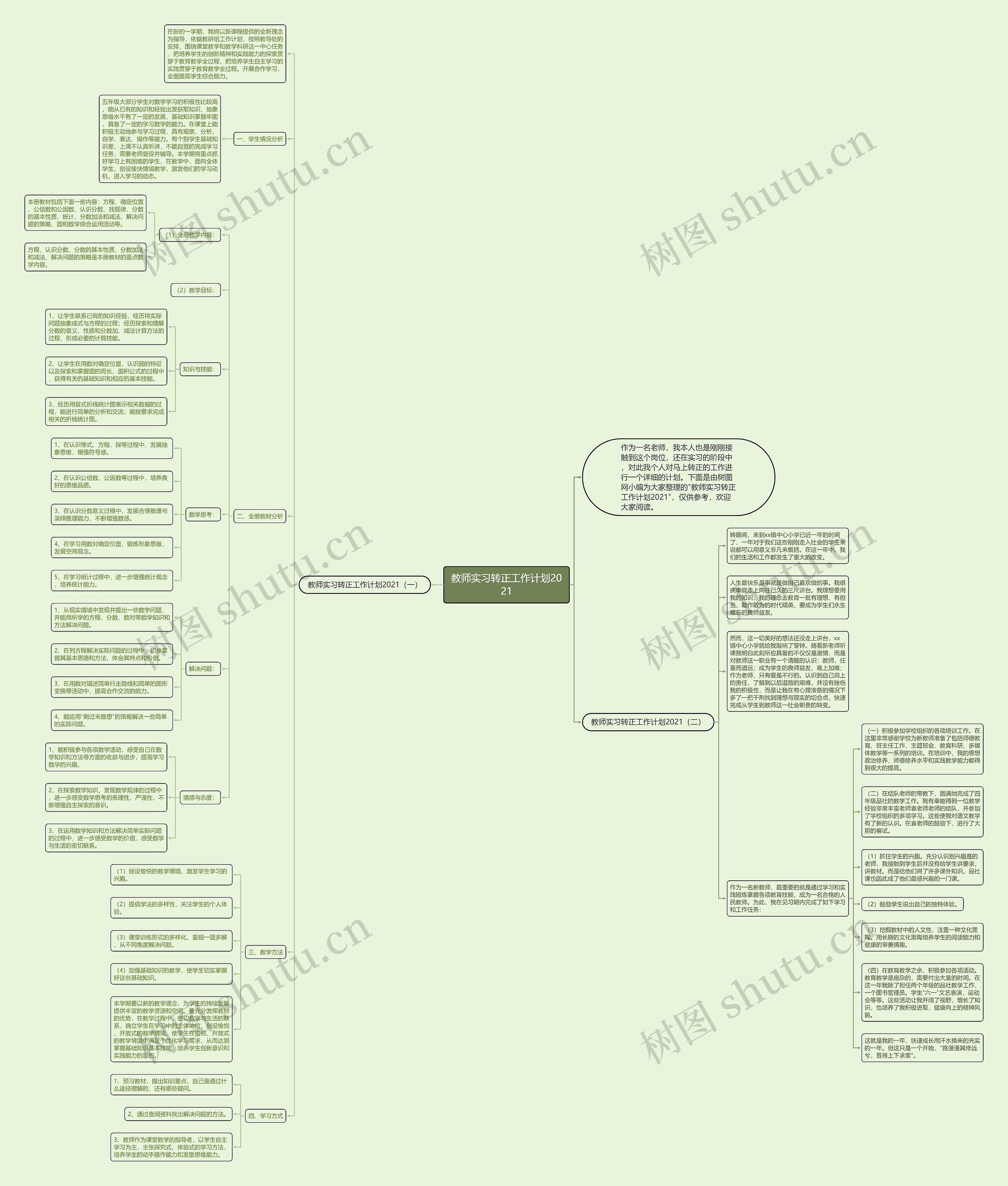 教师实习转正工作计划2021思维导图