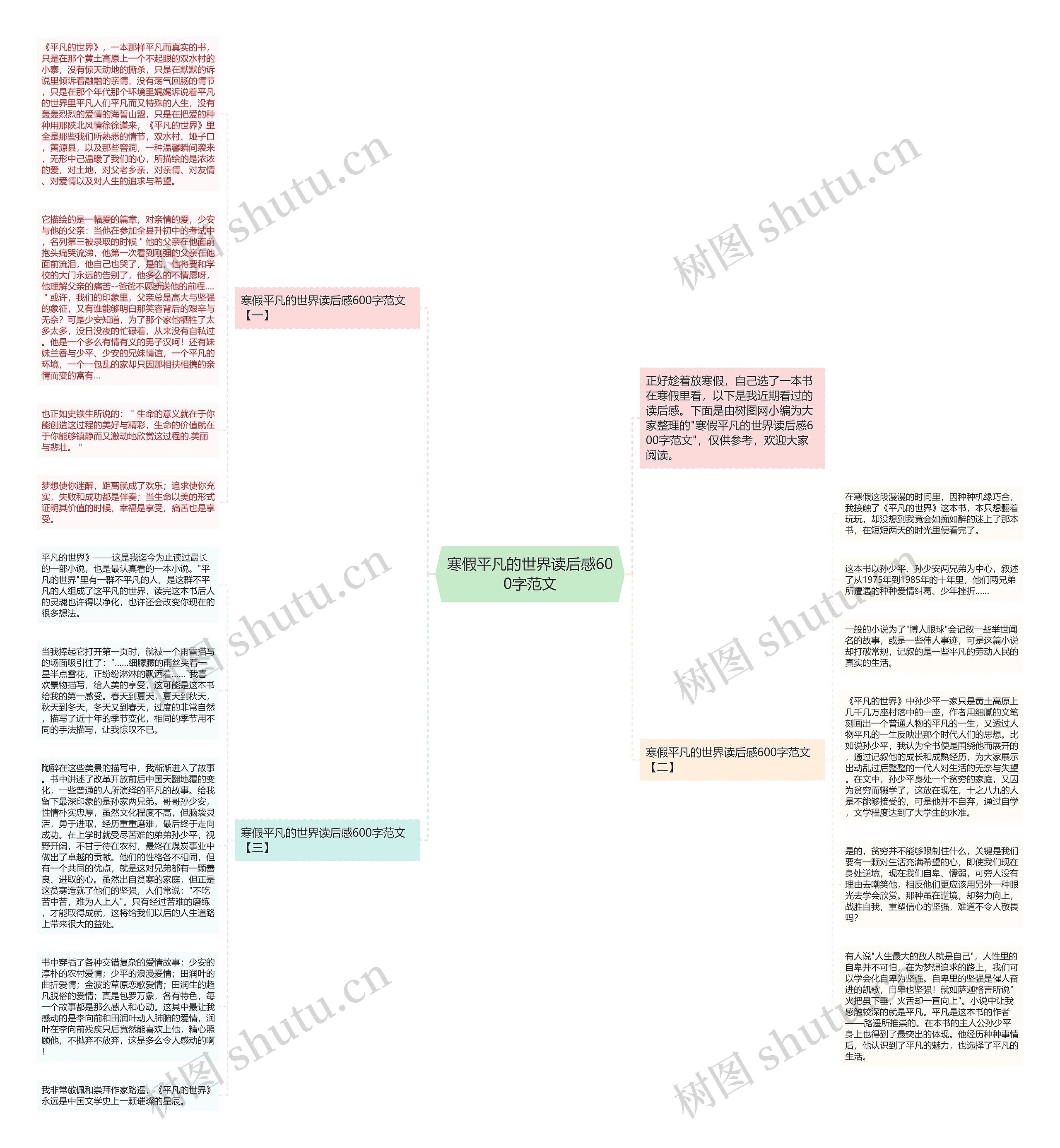 寒假平凡的世界读后感600字范文思维导图