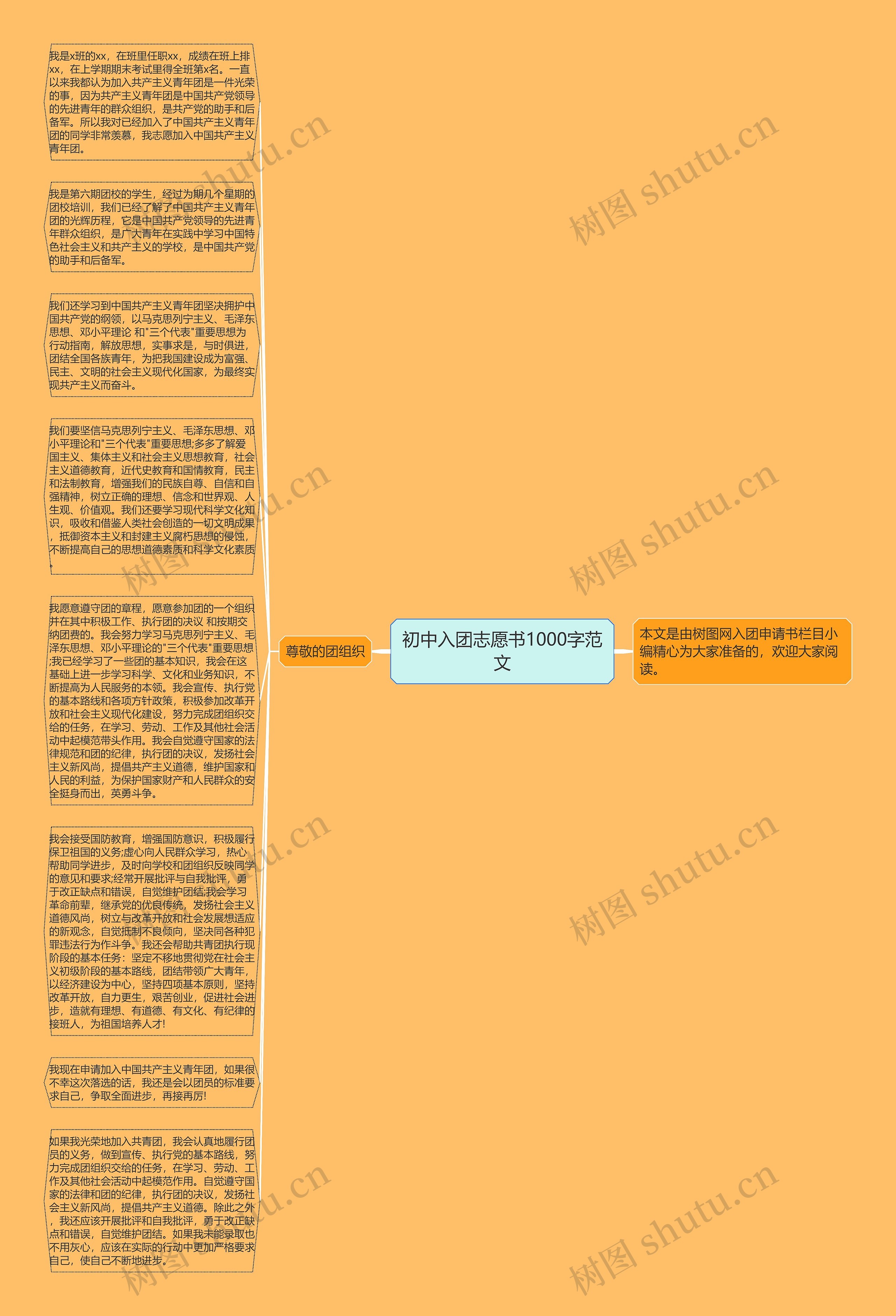 初中入团志愿书1000字范文思维导图