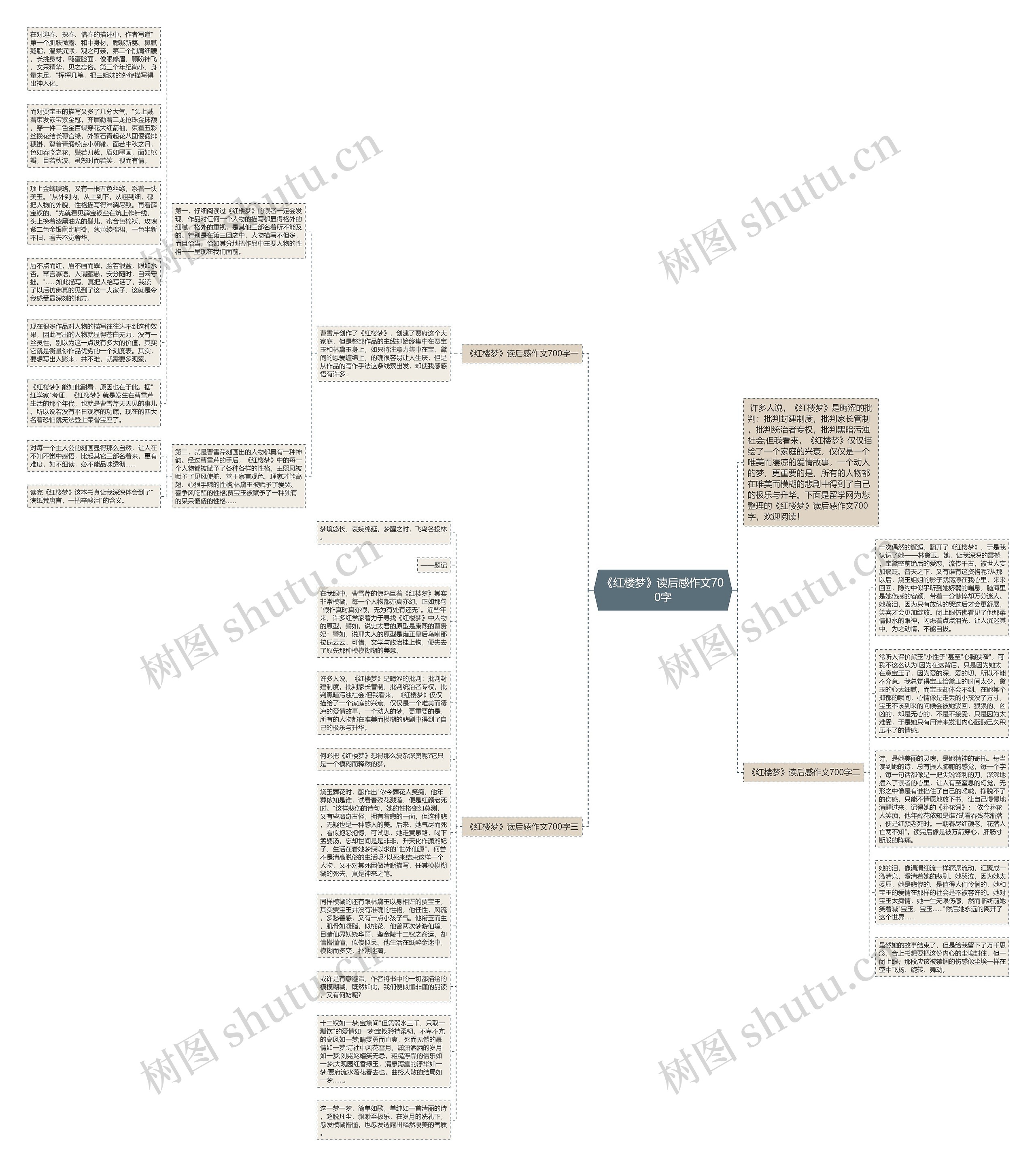 《红楼梦》读后感作文700字思维导图