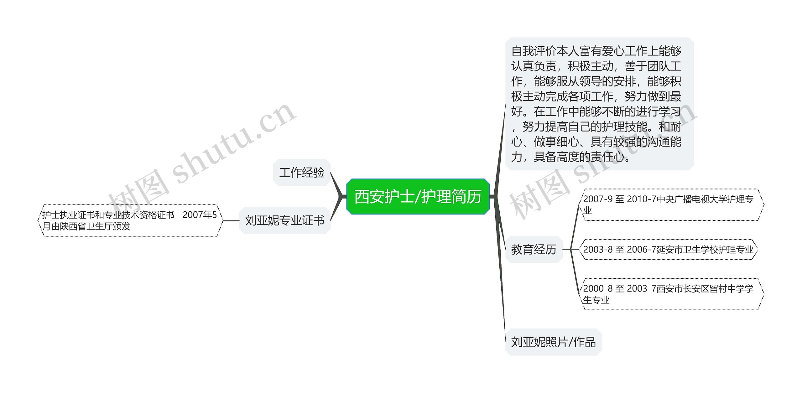 西安护士/护理简历思维导图