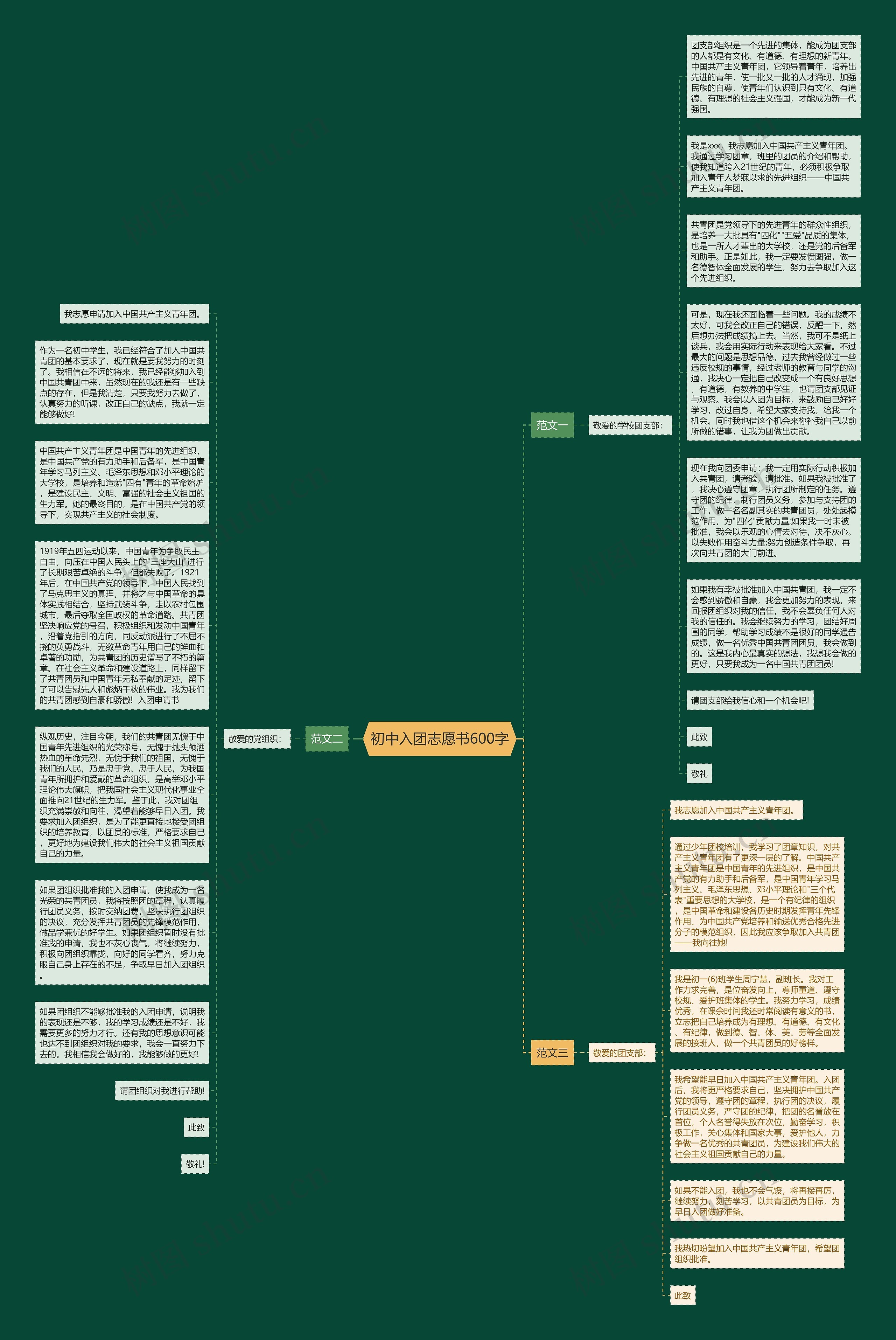 初中入团志愿书600字思维导图
