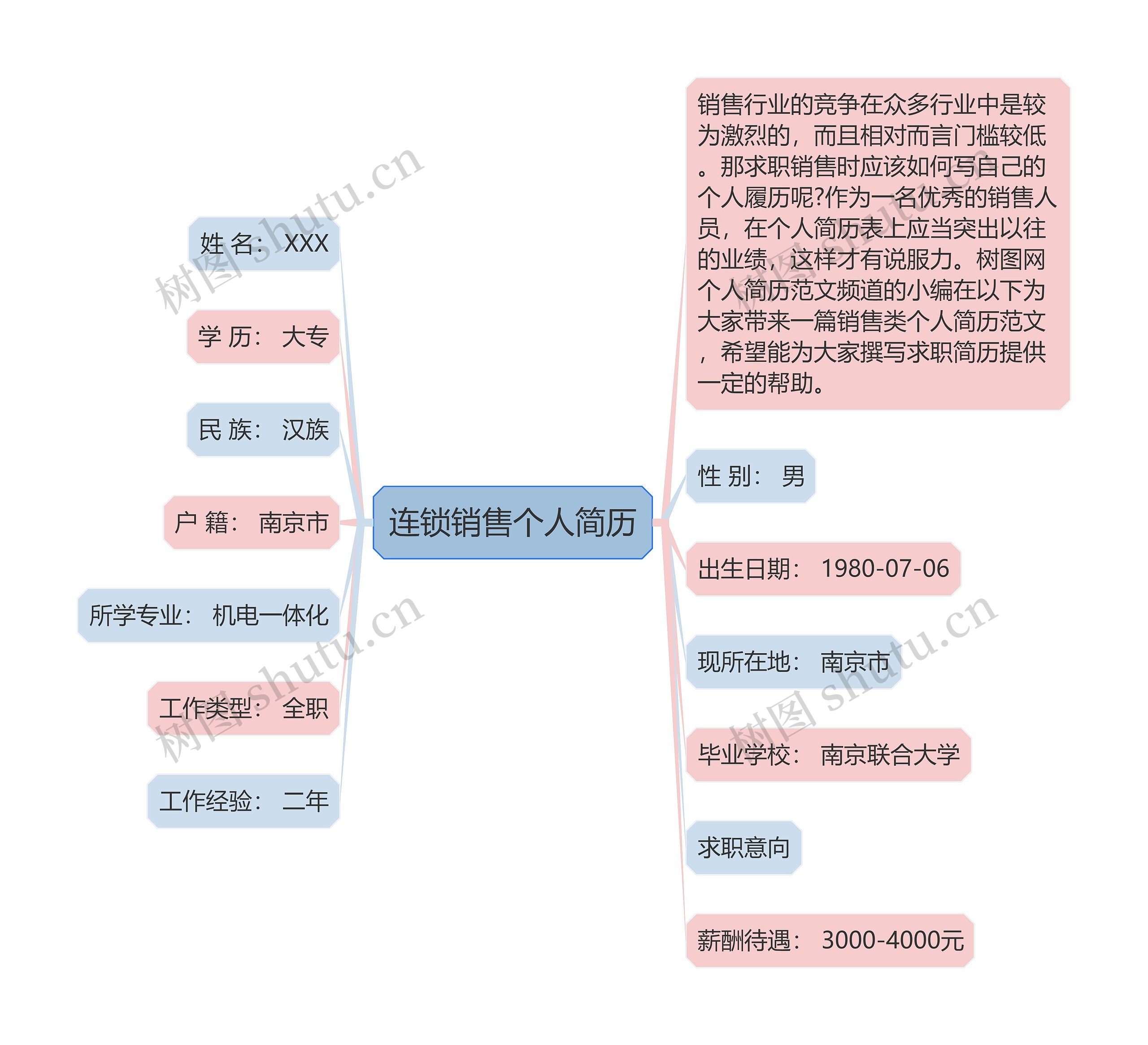 连锁销售个人简历