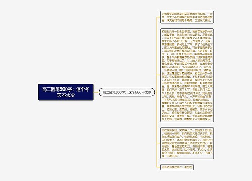 高二随笔800字：这个冬天不太冷