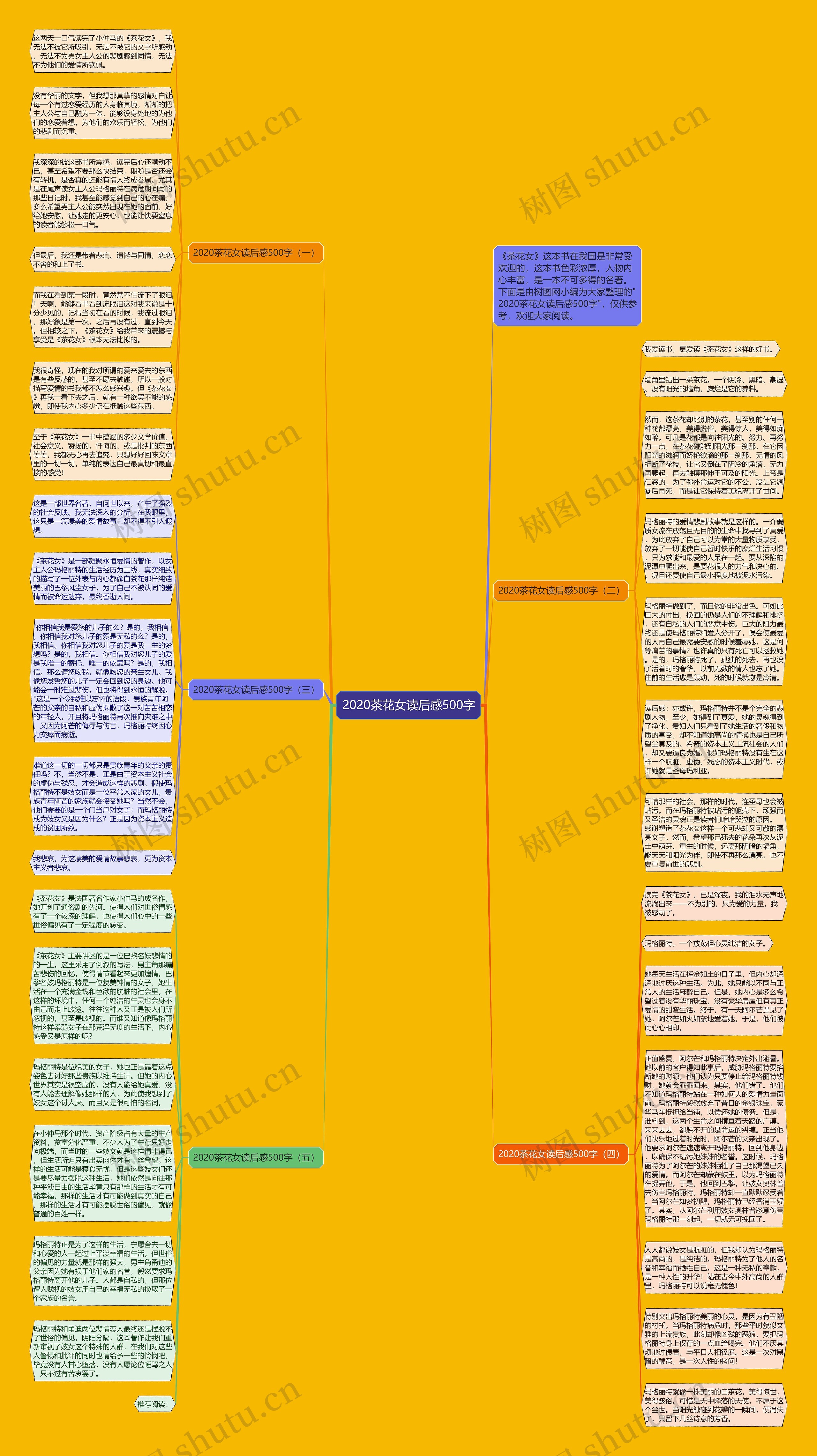 2020茶花女读后感500字思维导图