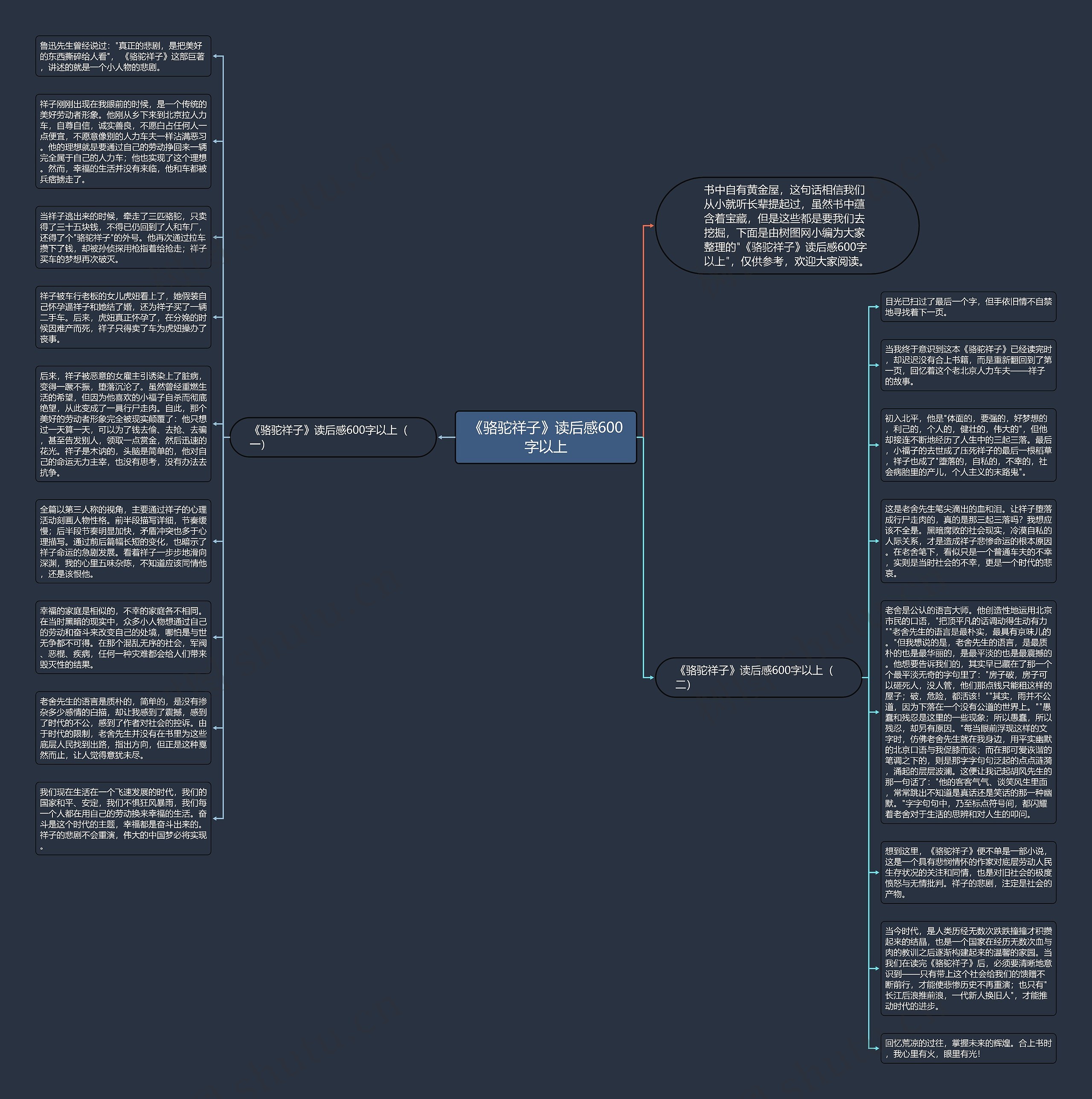 《骆驼祥子》读后感600字以上思维导图