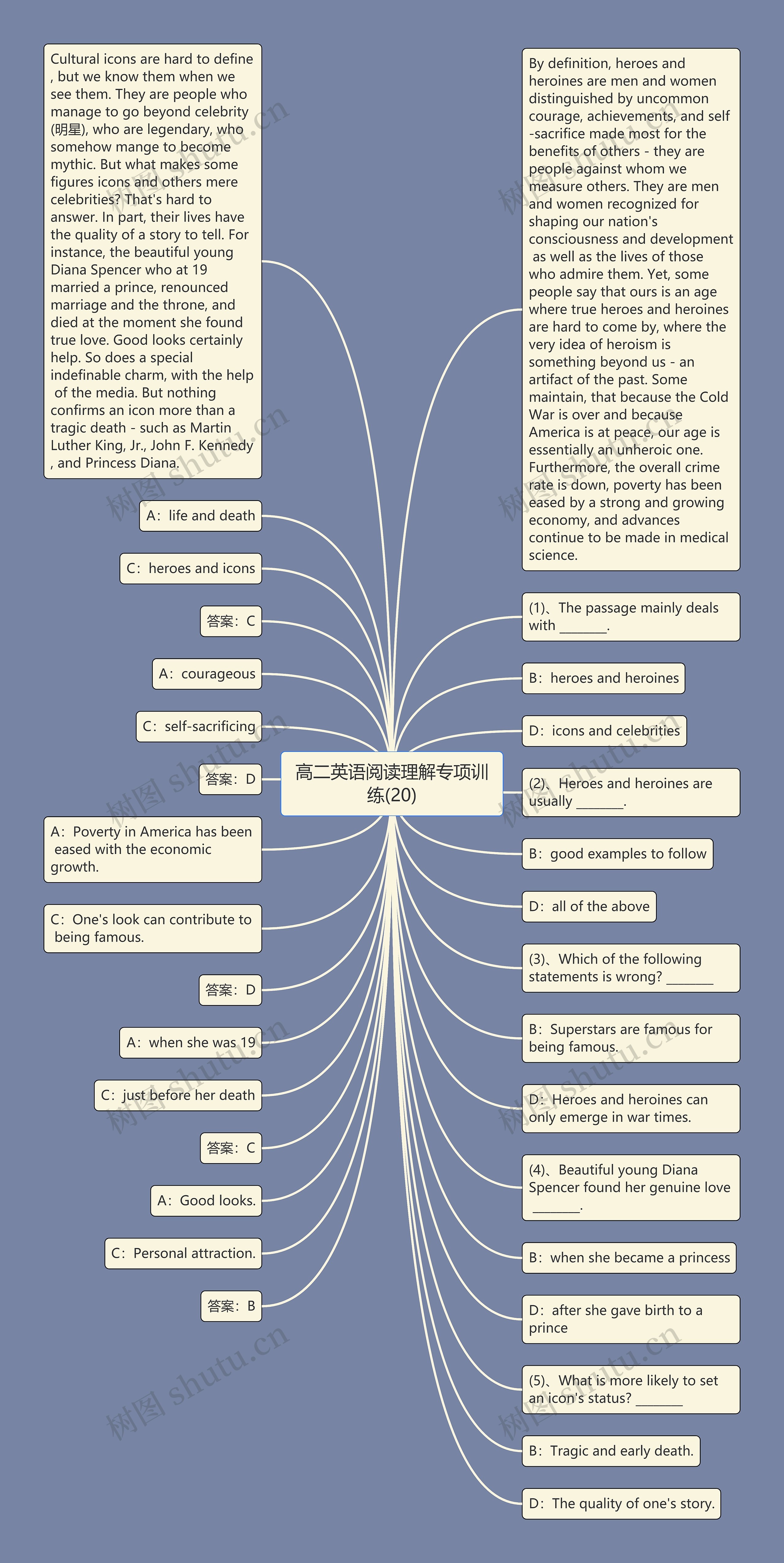 高二英语阅读理解专项训练(20)思维导图