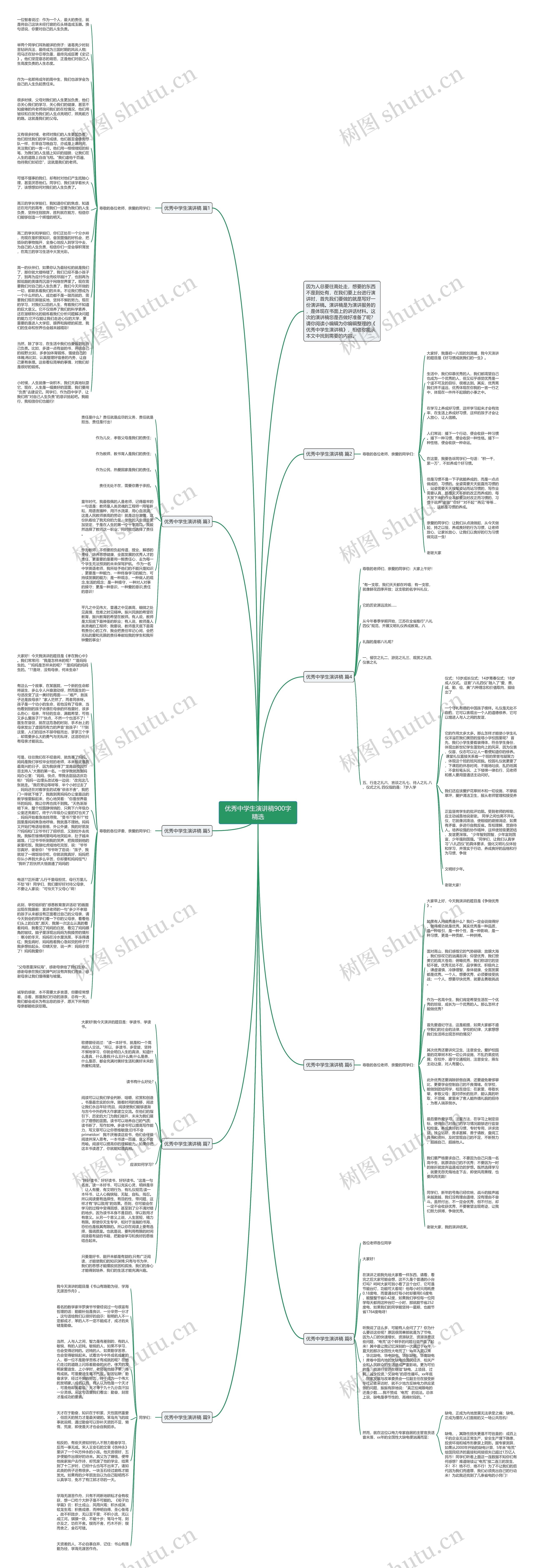 优秀中学生演讲稿900字精选思维导图