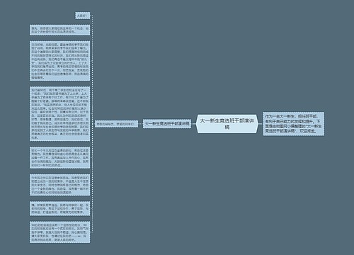 大一新生竞选班干部演讲稿