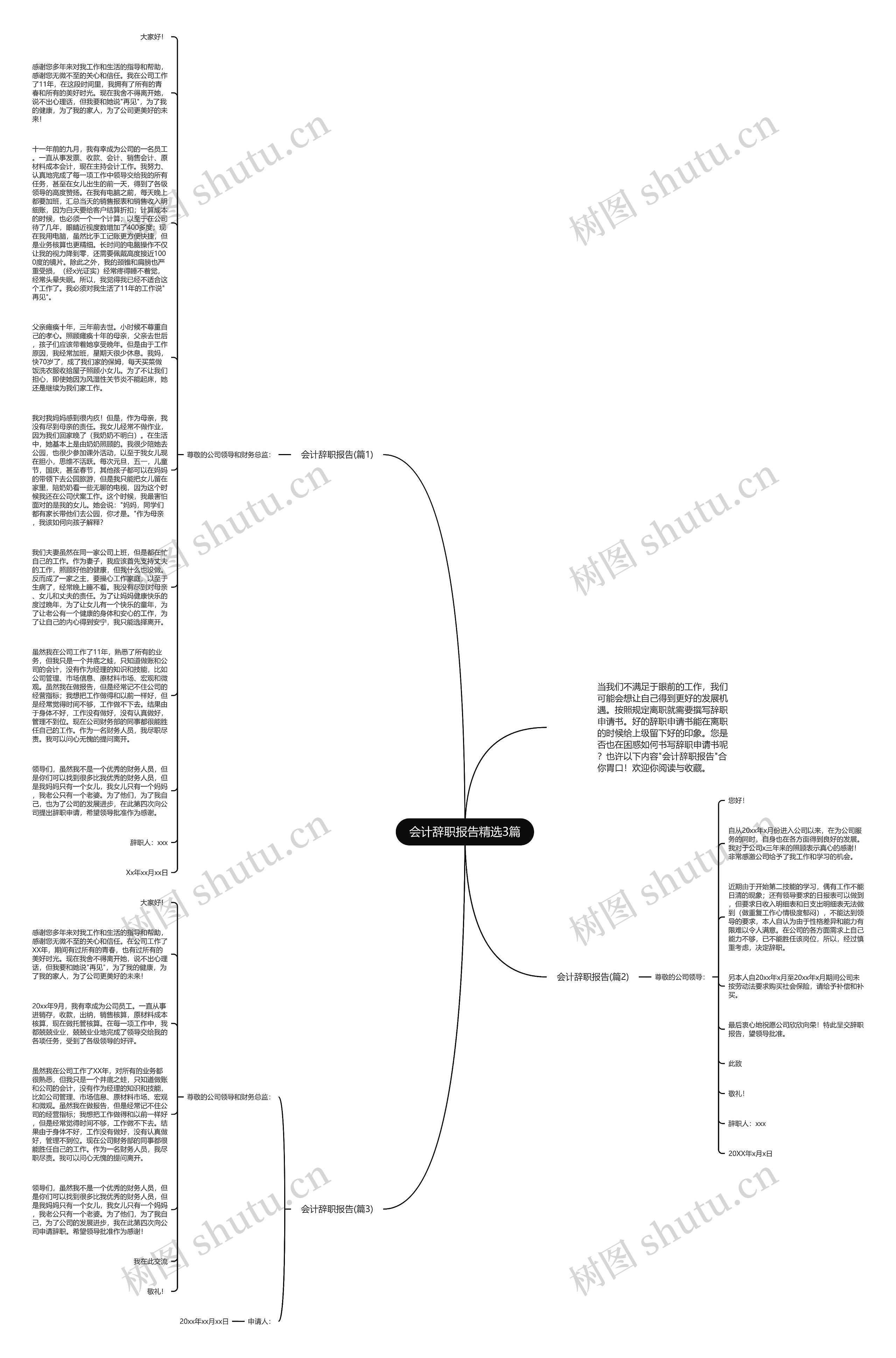 会计辞职报告精选3篇思维导图