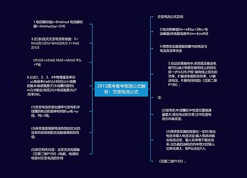 2015高考备考物理公式解析：交变电流公式