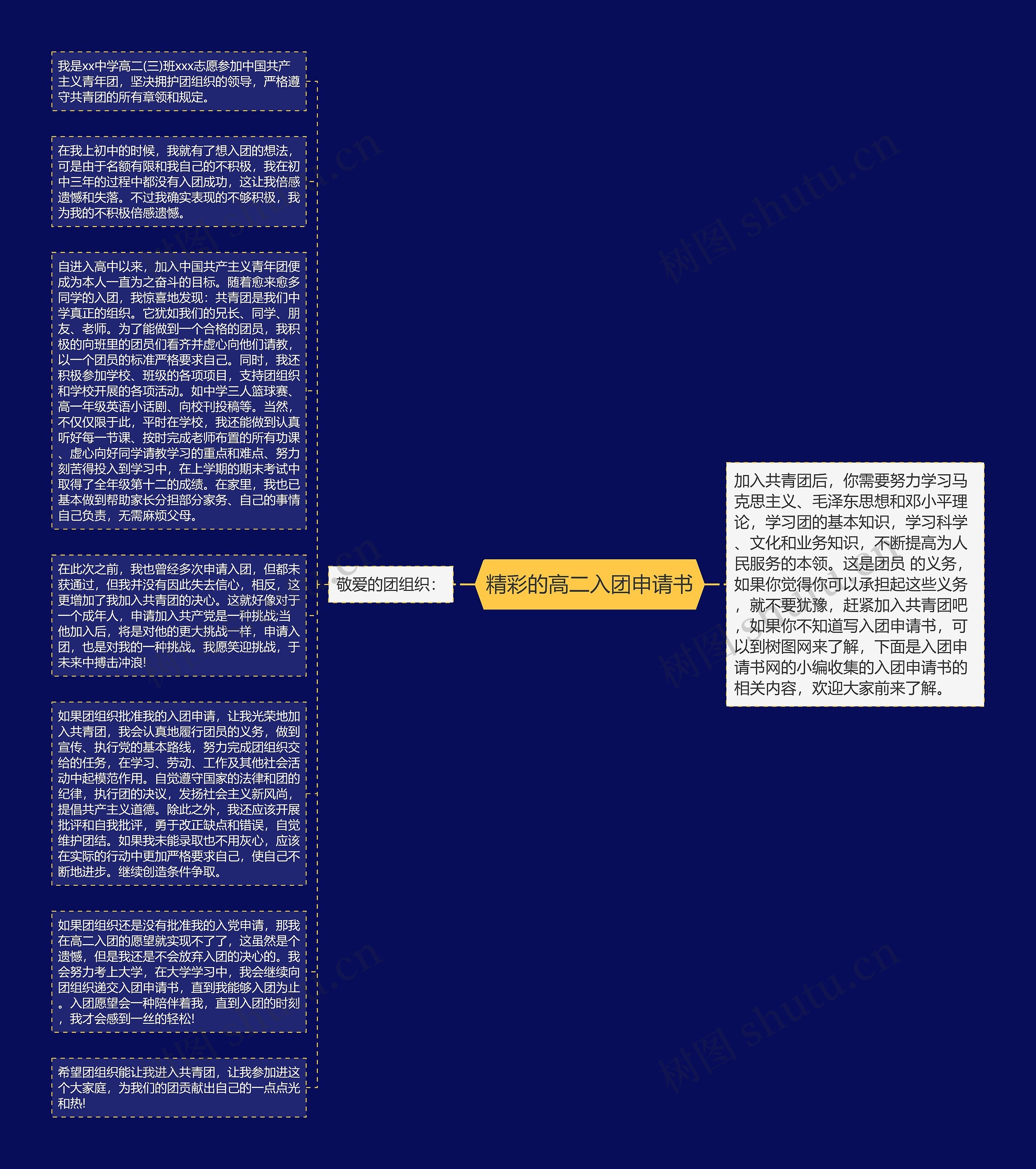 精彩的高二入团申请书思维导图